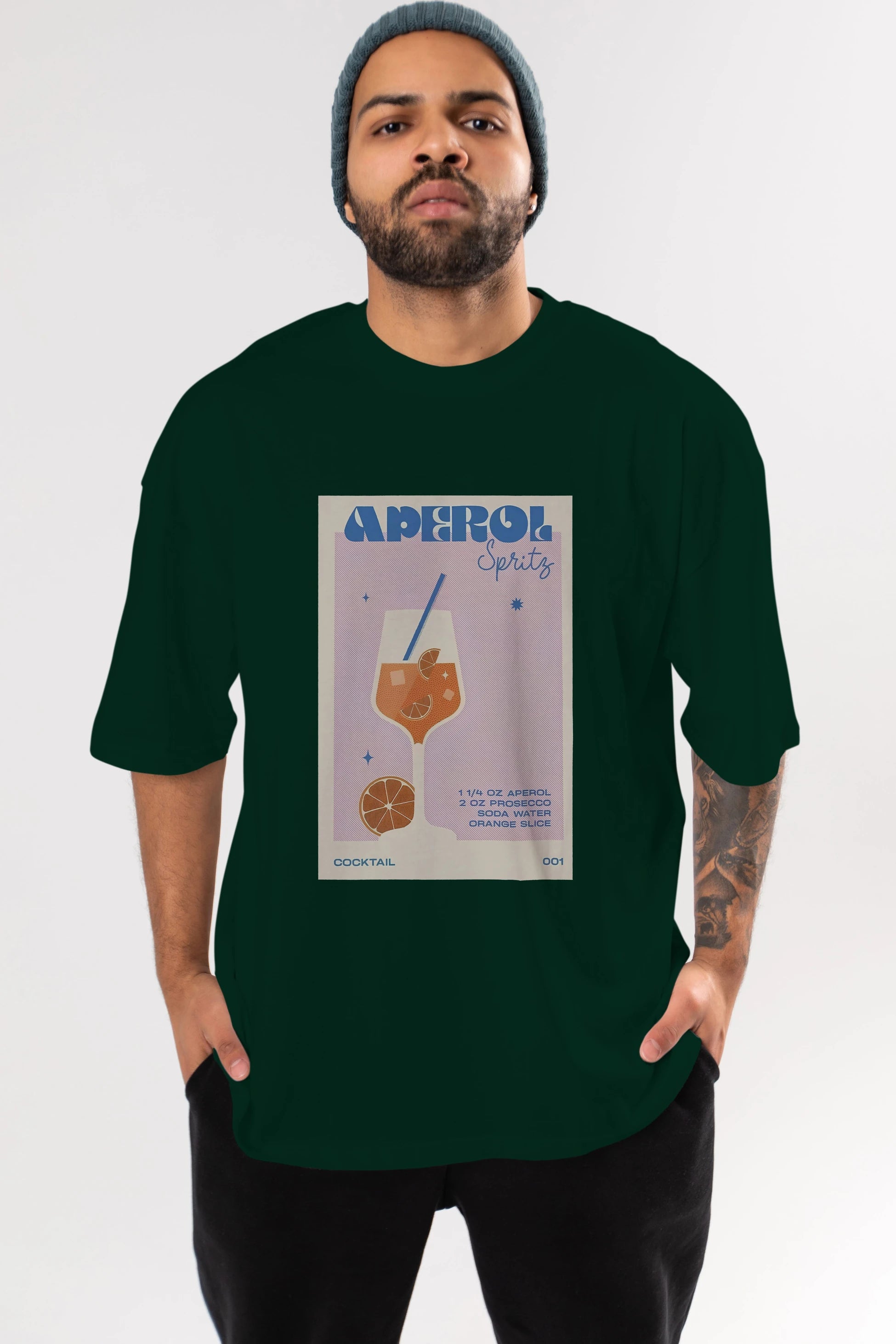 Aperol Spritz Ön Baskılı Oversize t-shirt Erkek Kadın Unisex %100 Pamuk Bisiklet Yaka tişort