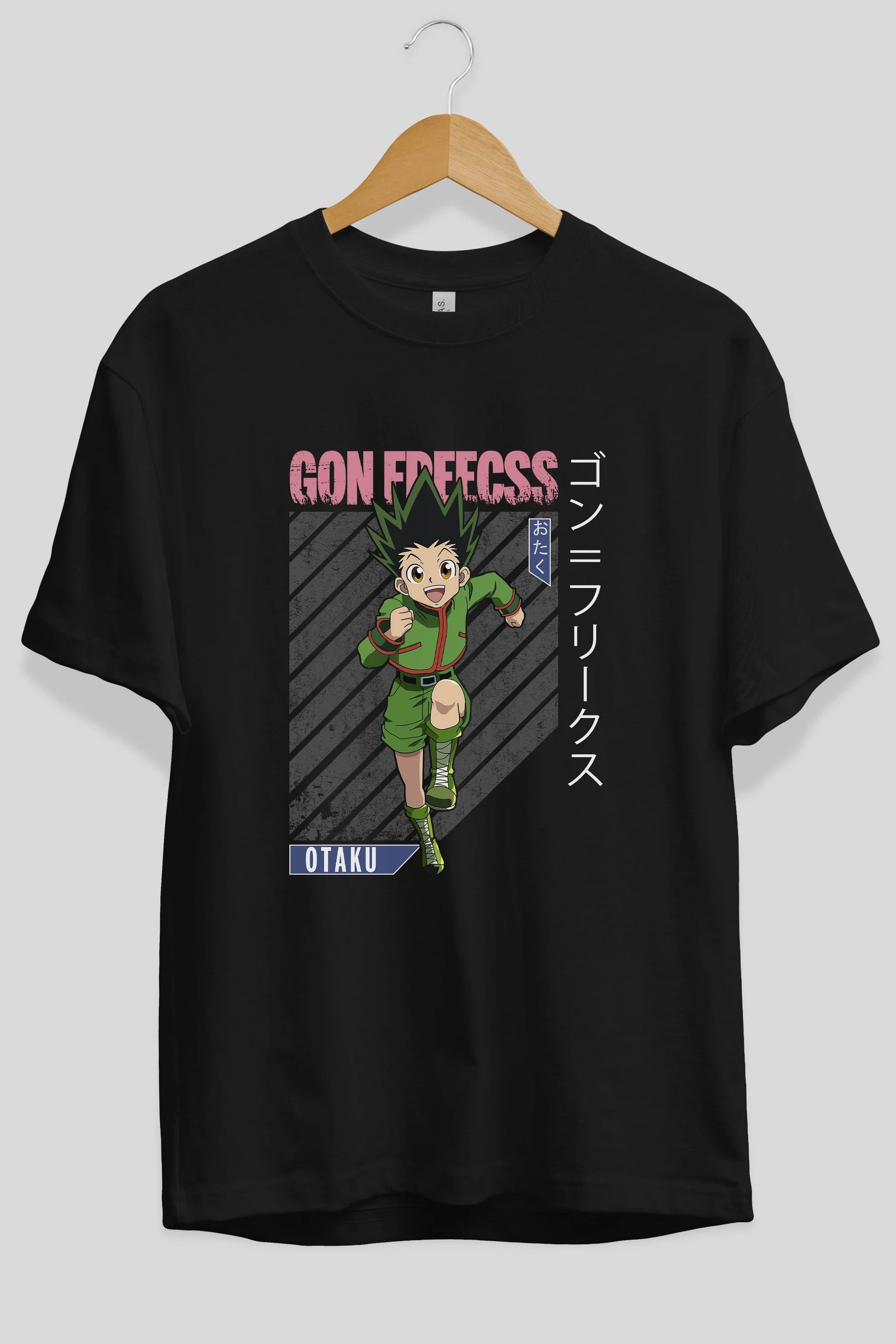 Gon Freecss HUNTER X HUNTER Anime Ön Baskılı Oversize t-shirt %100 pamuk Erkek Kadın Unisex