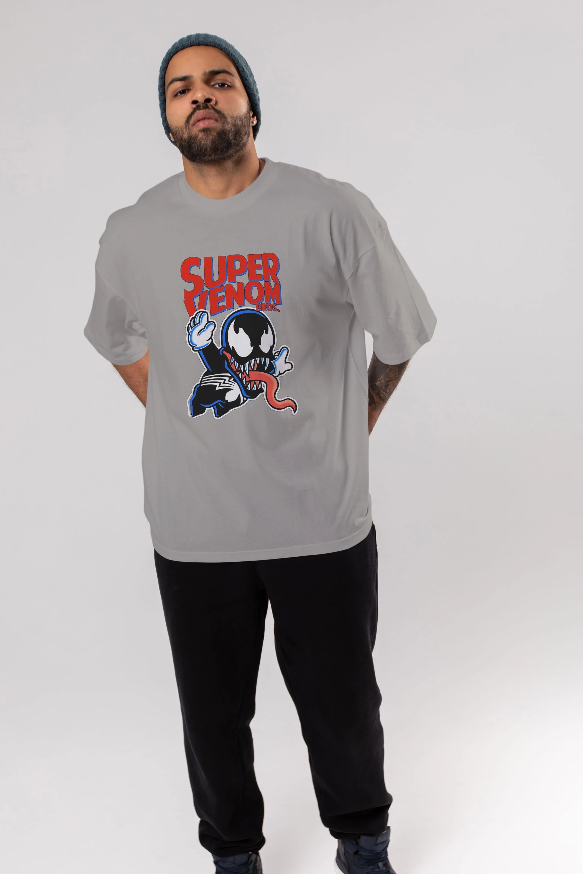 Super Venom Ön Baskılı Oversize t-shirt Erkek Kadın Unisex %100 Pamuk Bisiklet Yaka tişort