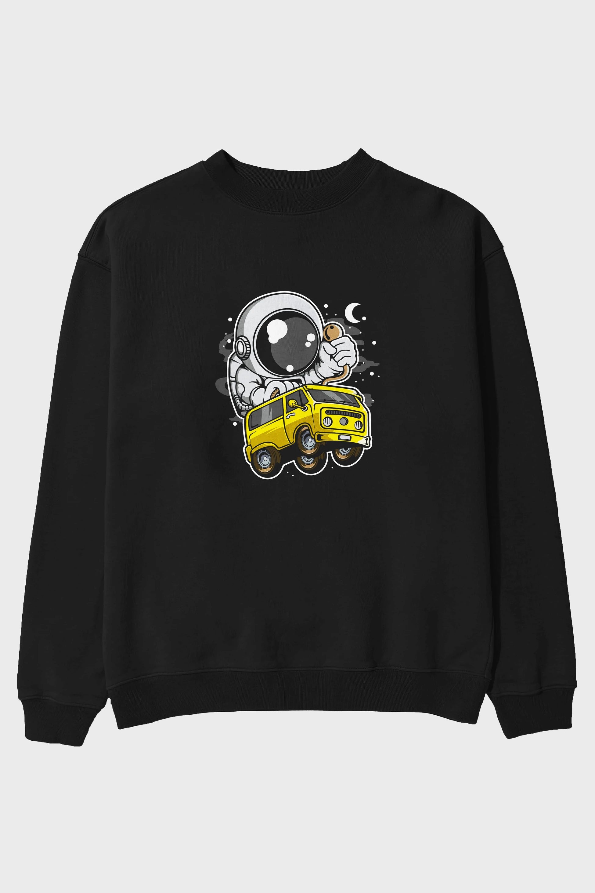 Astronaut Car Racer Ön Baskılı Oversize Sweatshirt Erkek Kadın Unisex