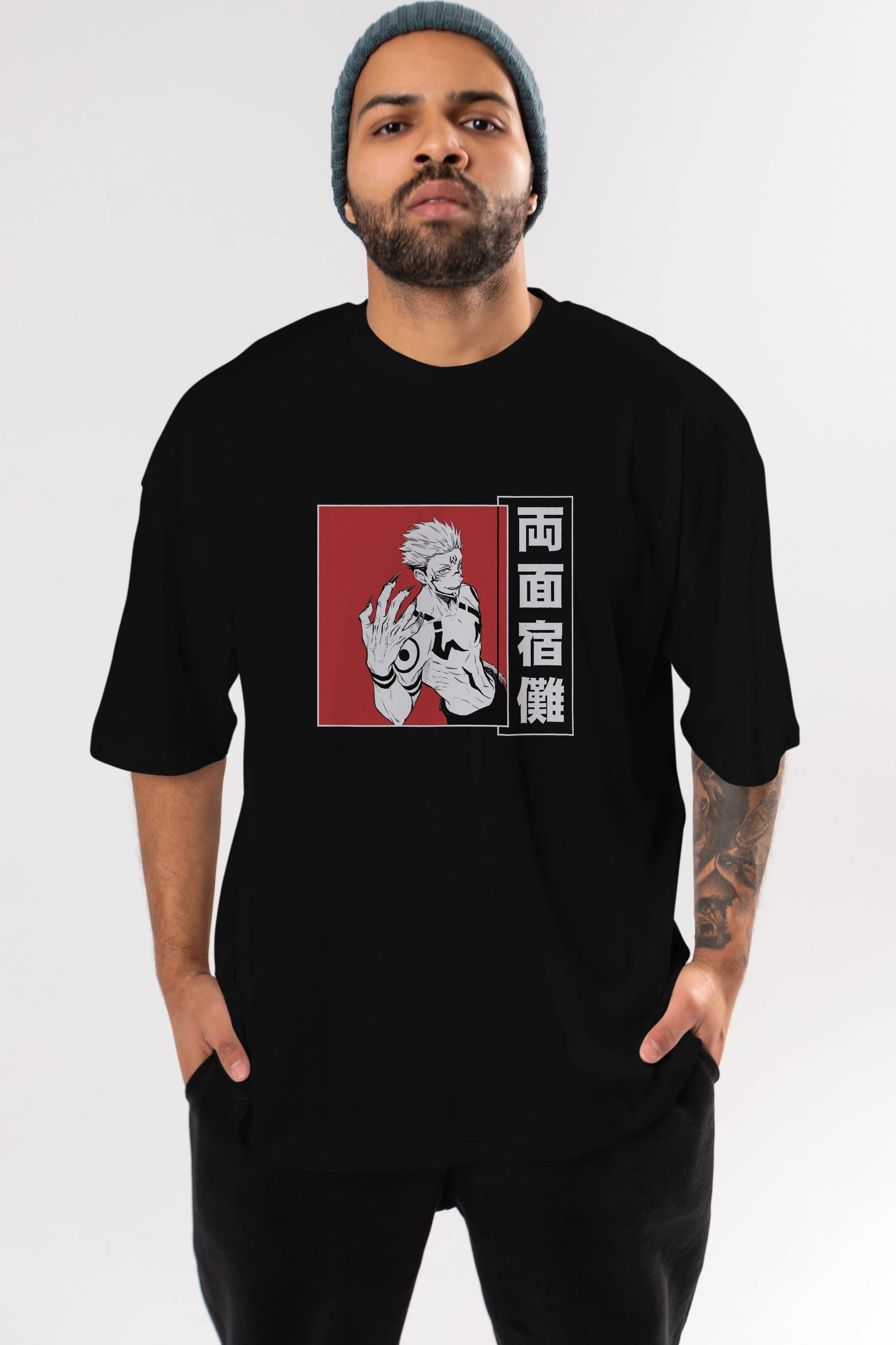 Sukuna Ryoumen 2 Anime Ön Baskılı Oversize t-shirt %100 pamuk Erkek Kadın Unisex