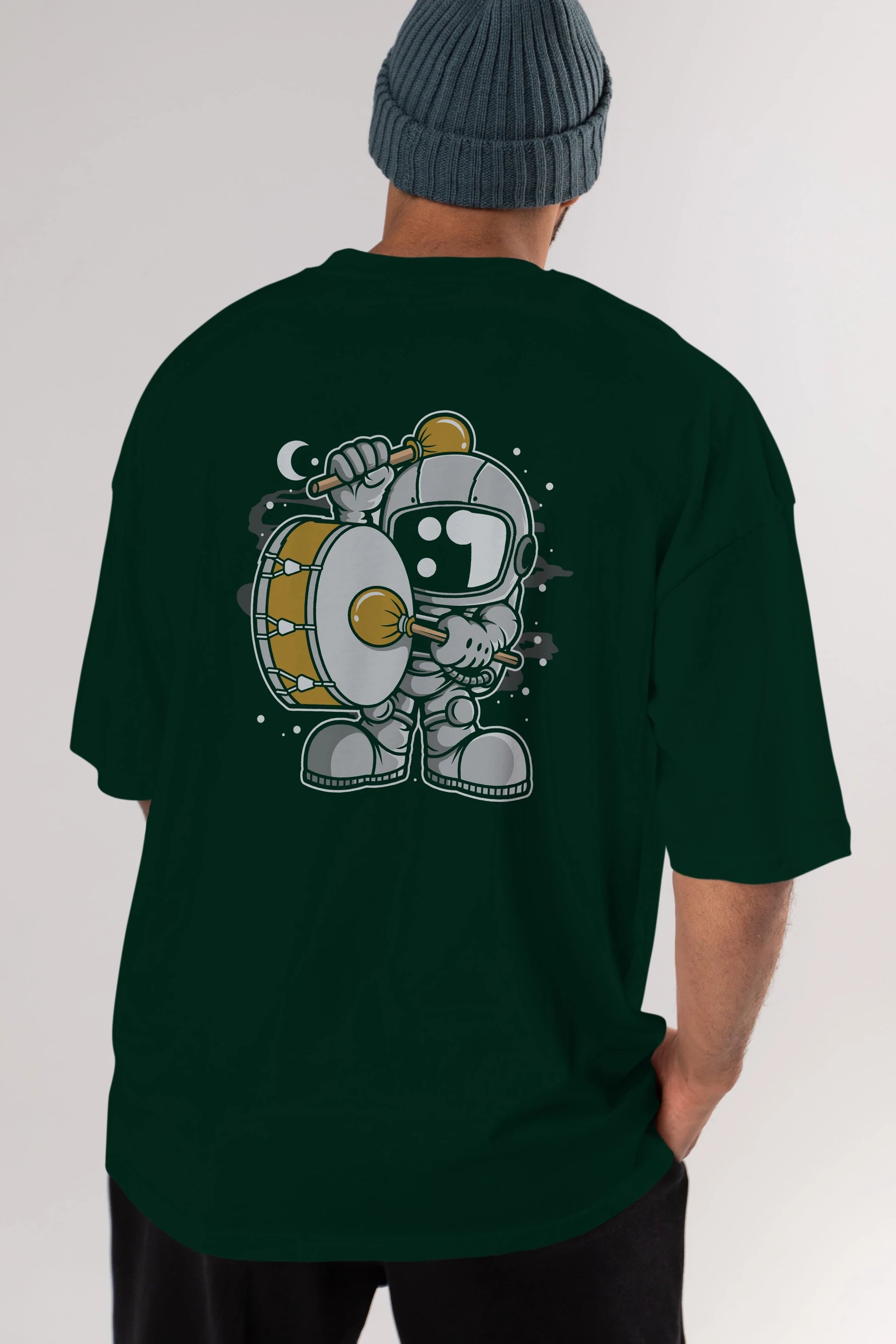 Astronaut Marching Band Arka Baskılı Oversize t-shirt Erkek Kadın Unisex