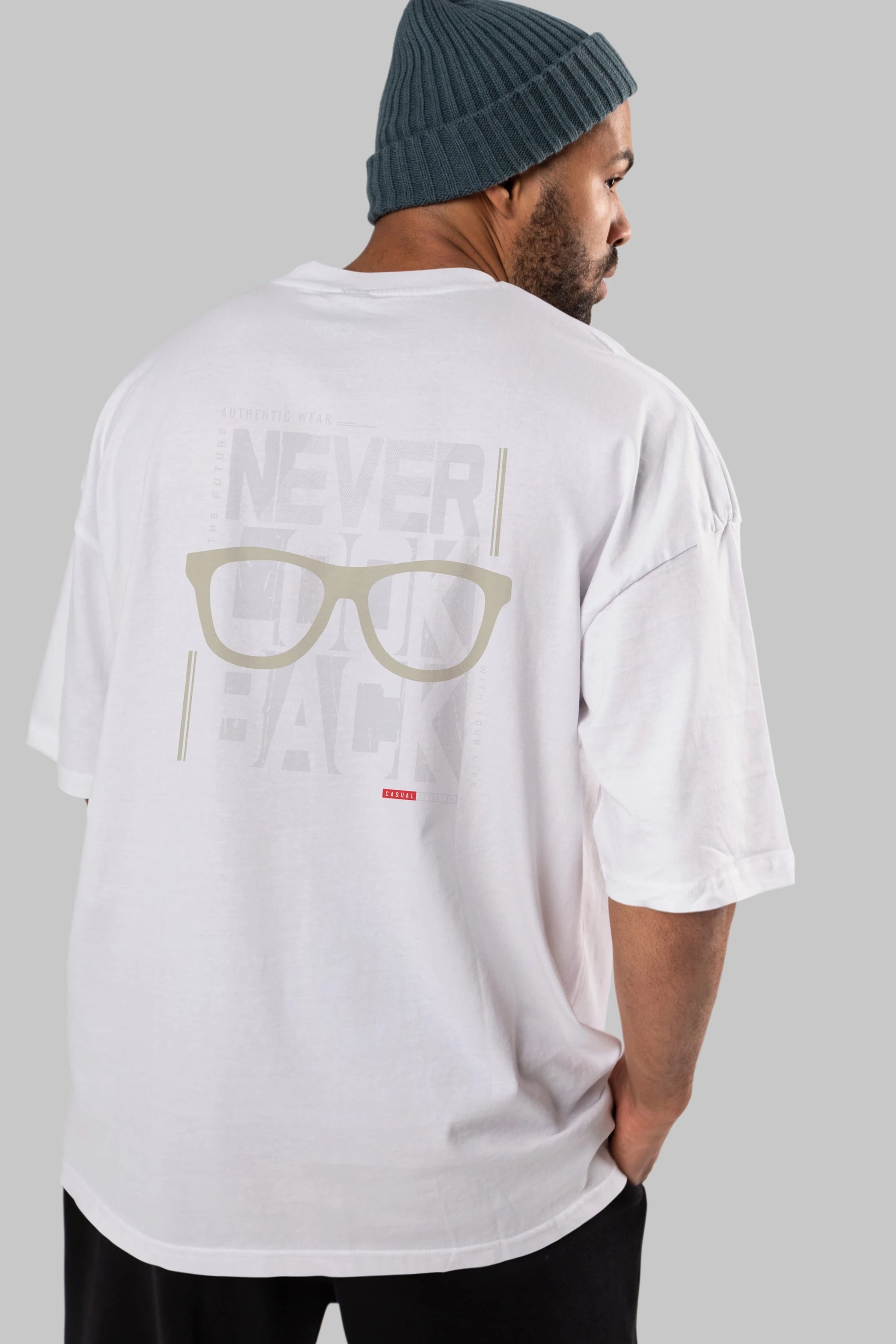 Never Look Back Arka Baskılı Oversize t-shirt Erkek Kadın Unisex