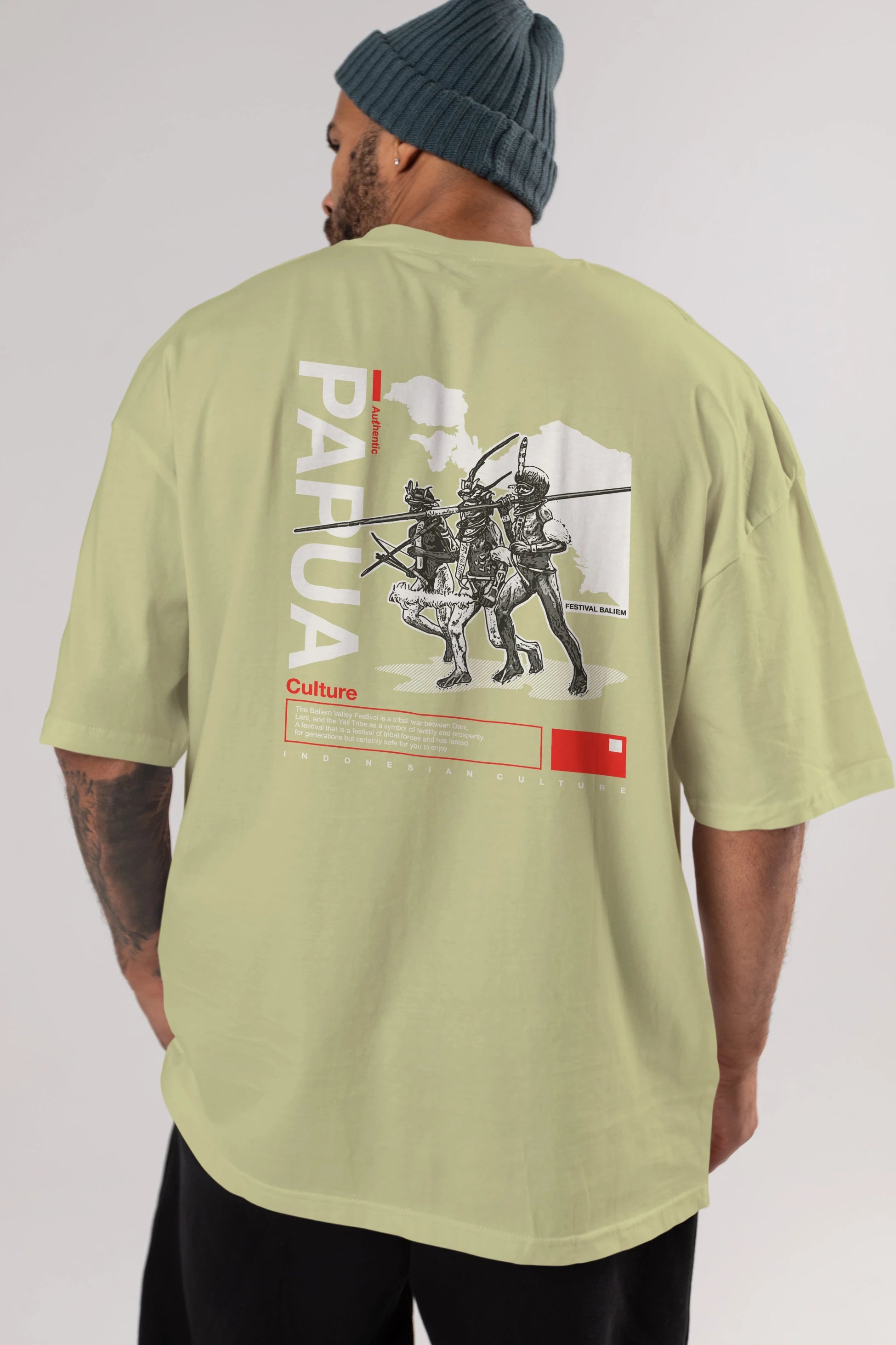 Papua Culture Arka Baskılı Oversize t-shirt Erkek Kadın Unisex