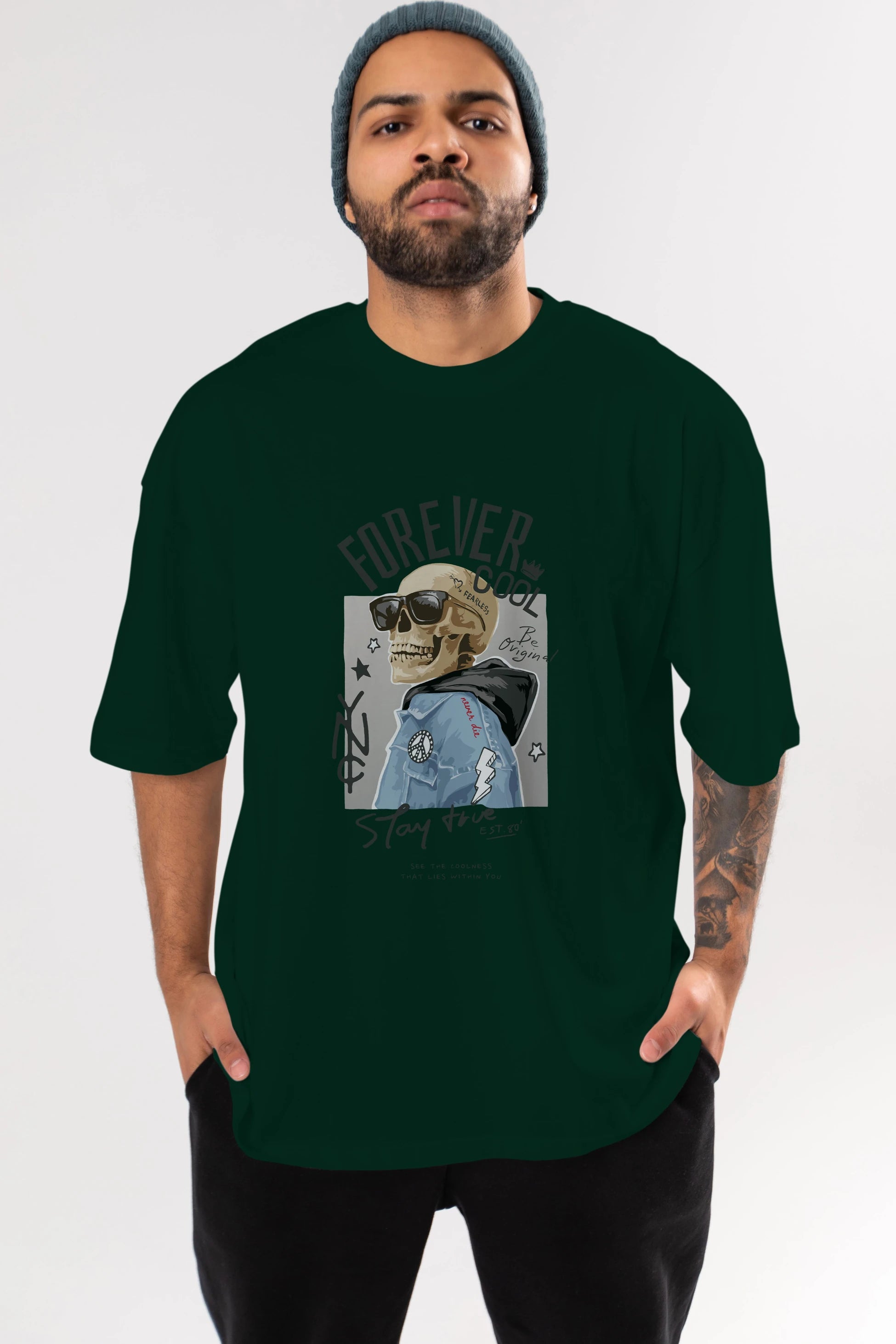 Teddy Bear Forever Cool Ön Baskılı Oversize t-shirt Erkek Kadın Unisex %100 Pamuk