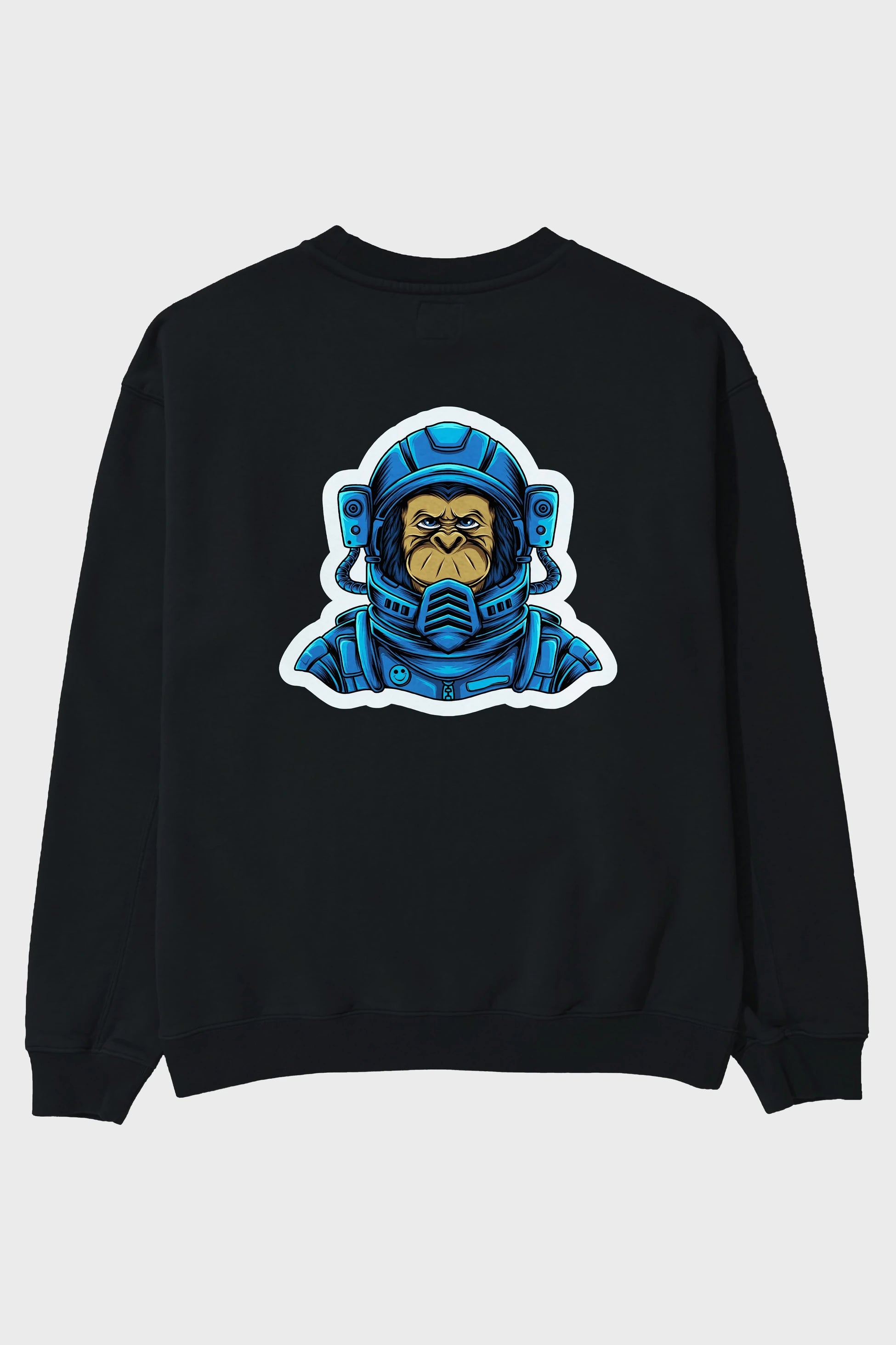 Astromonkey Sticker Arka Baskılı Oversize Sweatshirt Erkek Kadın Unisex