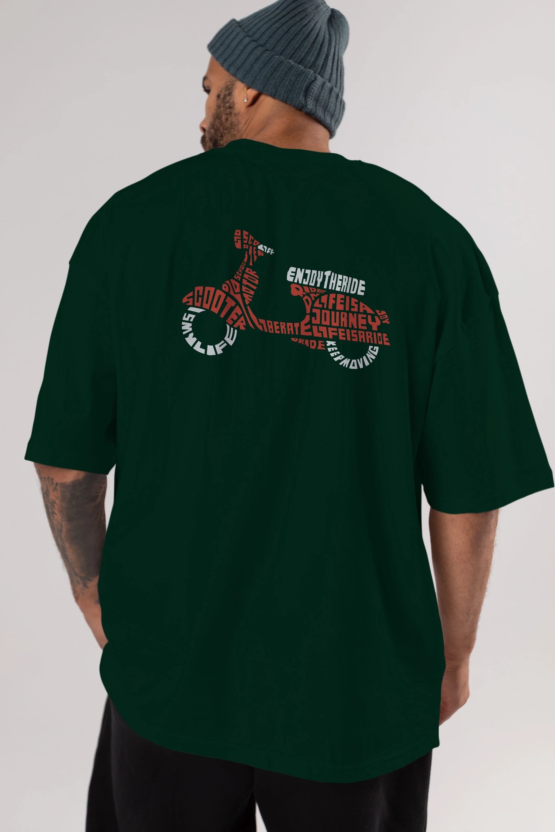 Enjoy The Ride Arka Baskılı Oversize t-shirt %100 pamuk Erkek Kadın Unisex