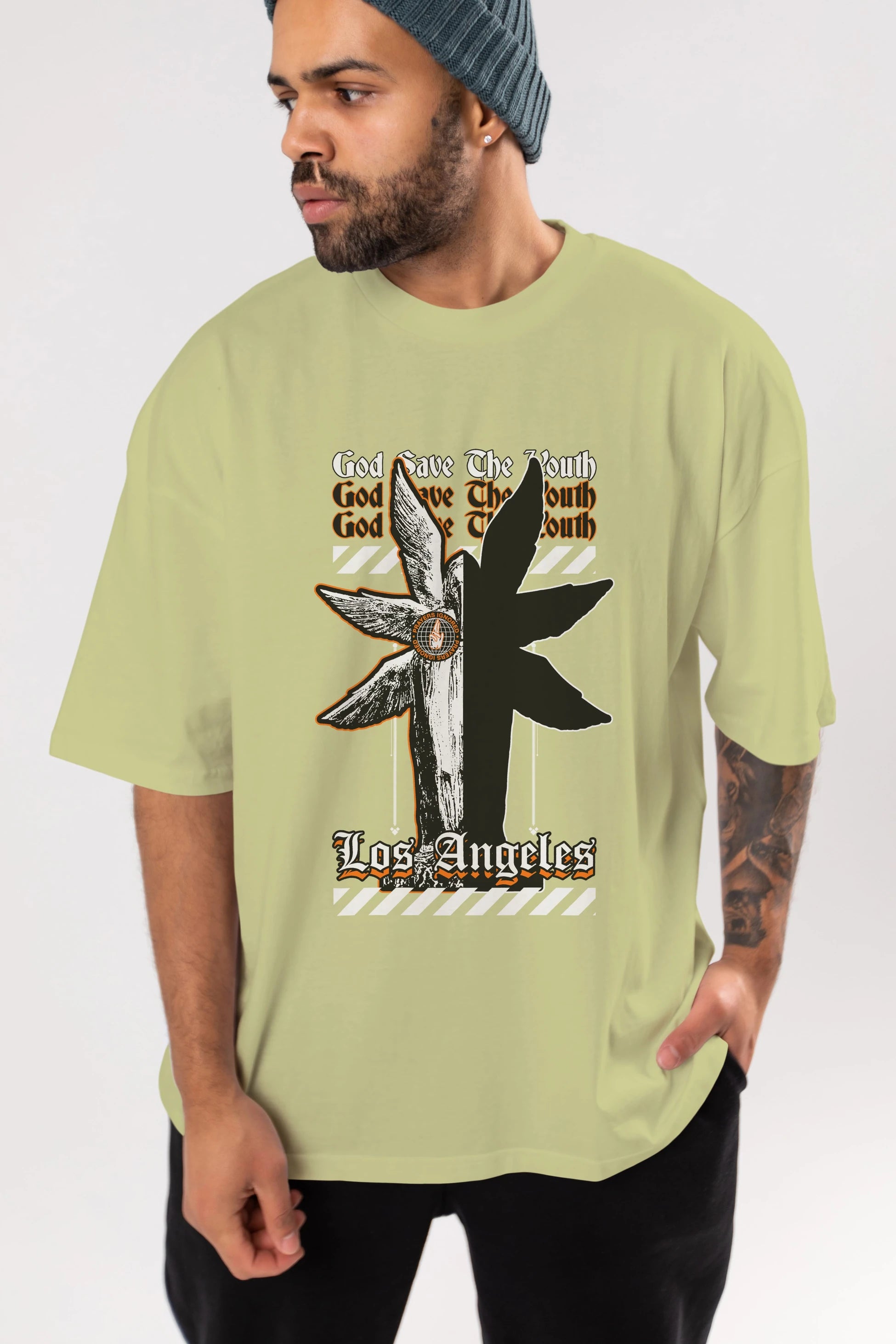 God Save The Youth Ön Baskılı Oversize t-shirt Erkek Kadın Unisex