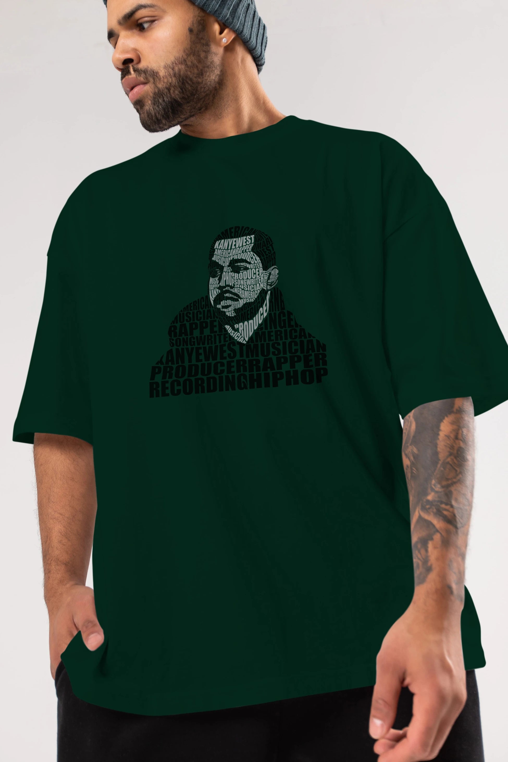 Kanye West Calligram Ön Baskılı Oversize t-shirt %100 pamuk Erkek Kadın Unisex