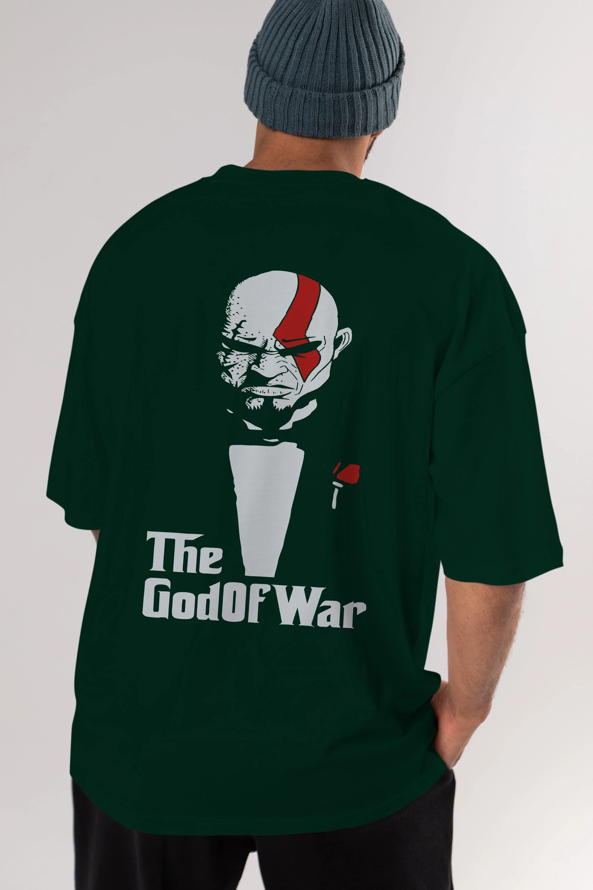 The God of War Arka Baskılı Oversize t-shirt Erkek Kadın Unisex %100 Pamuk Bisiklet Yaka tişort