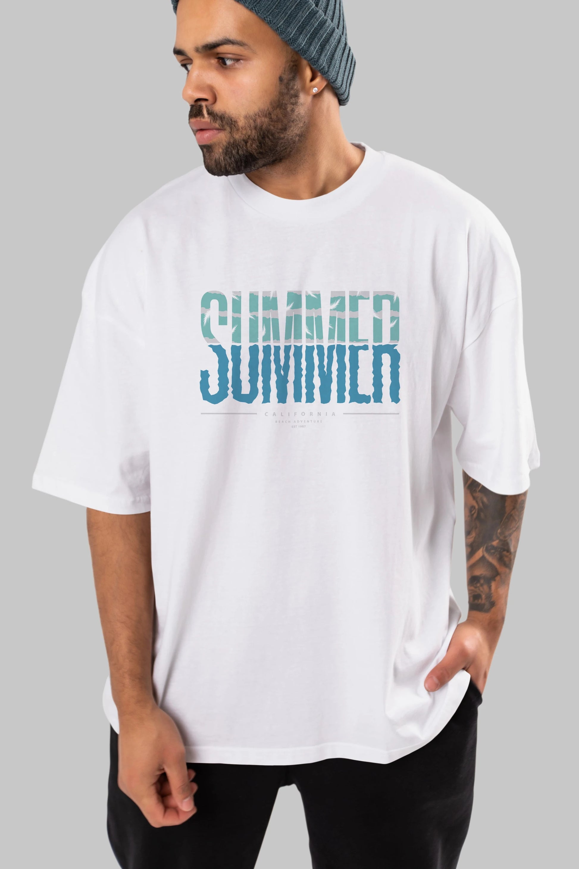 Summer California Ön Baskılı Oversize t-shirt Erkek Kadın Unisex