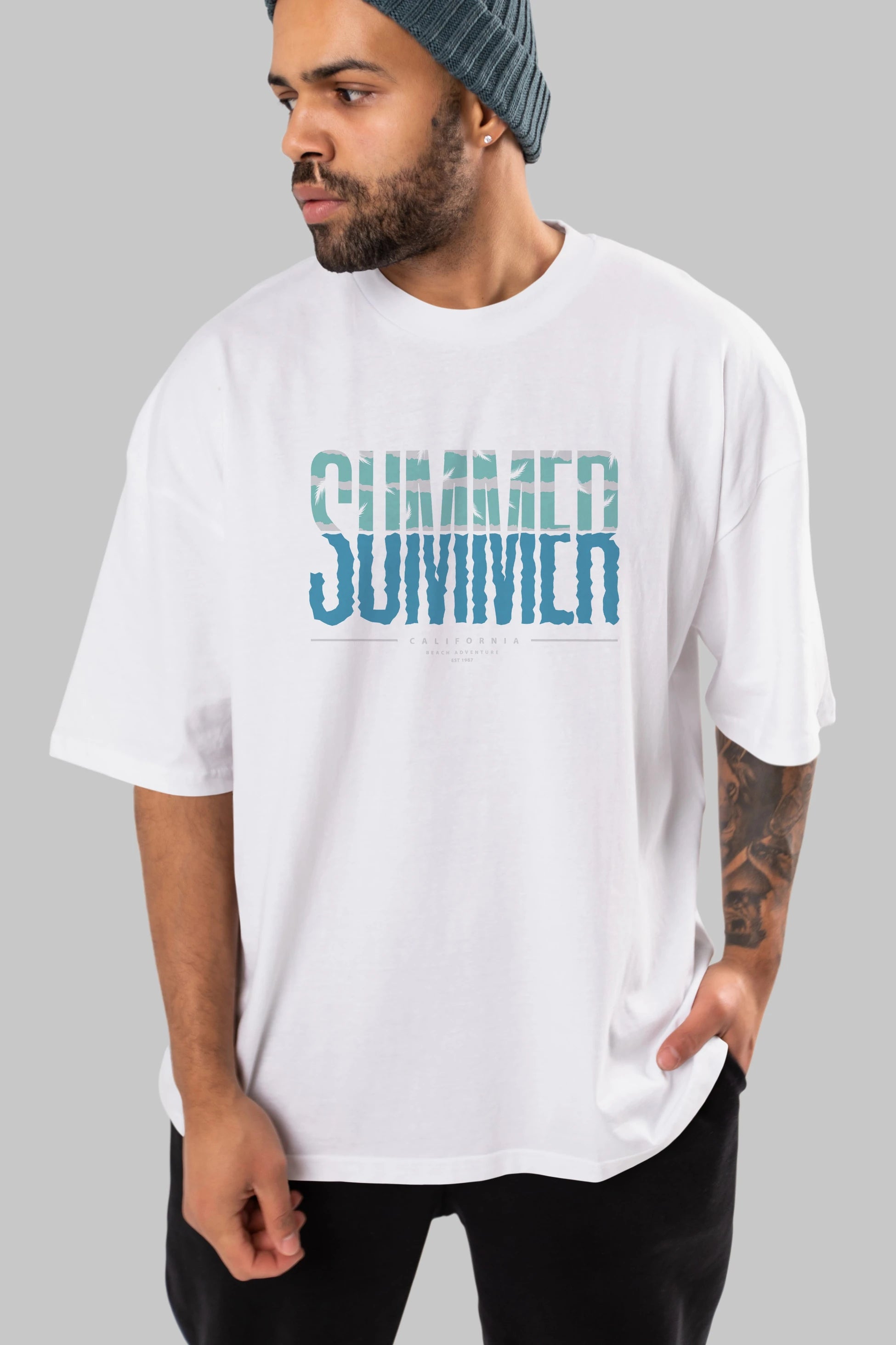 Summer California Ön Baskılı Oversize t-shirt Erkek Kadın Unisex