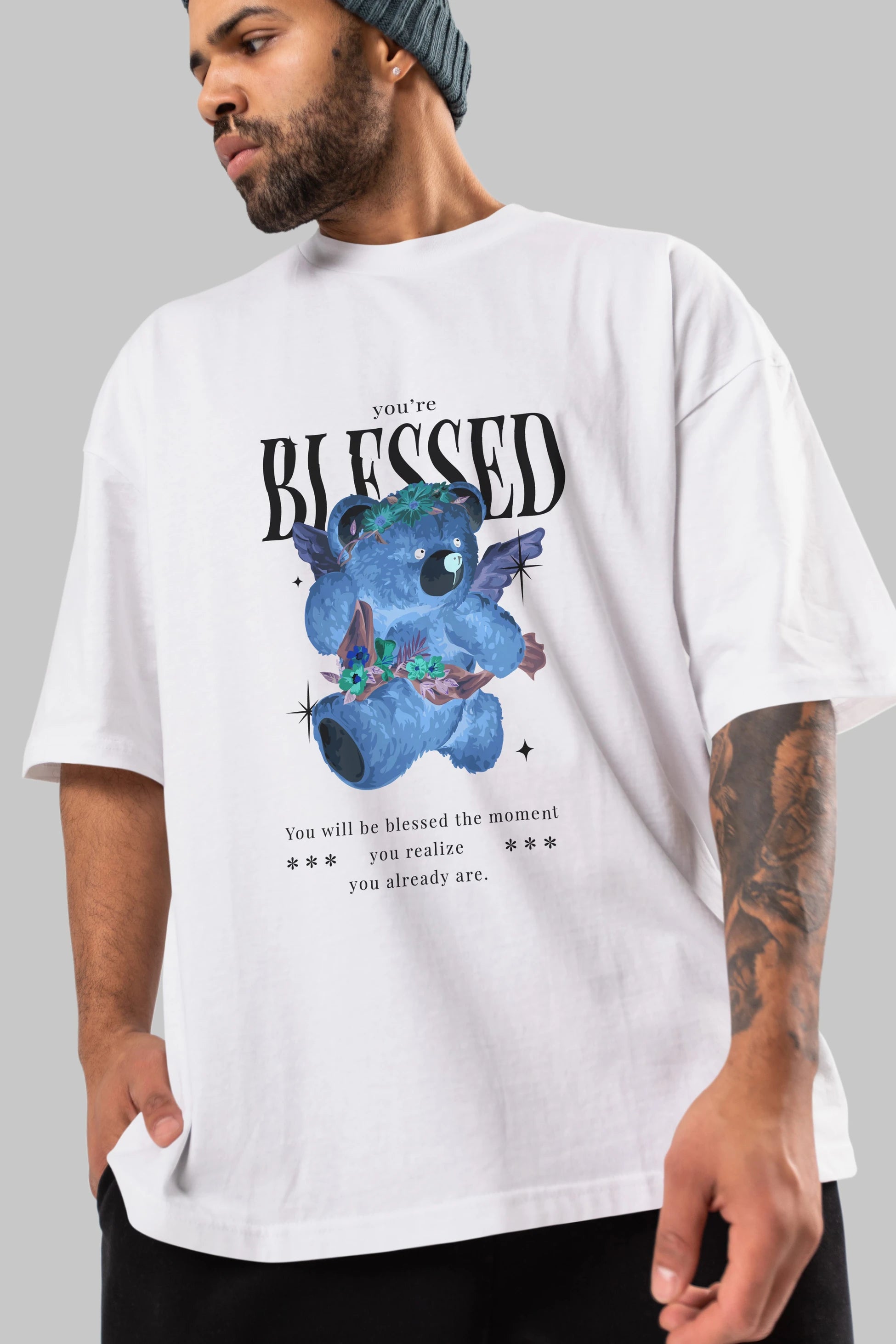 You are Blessed Bear Ön Baskılı Oversize t-shirt Erkek Kadın Unisex