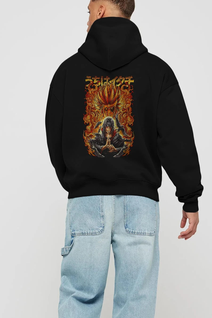 NARUTO ITACHI UCHIHA Anime Arka Baskılı Hoodie Oversize Kapüşonlu Sweatshirt Erkek Kadın Unisex