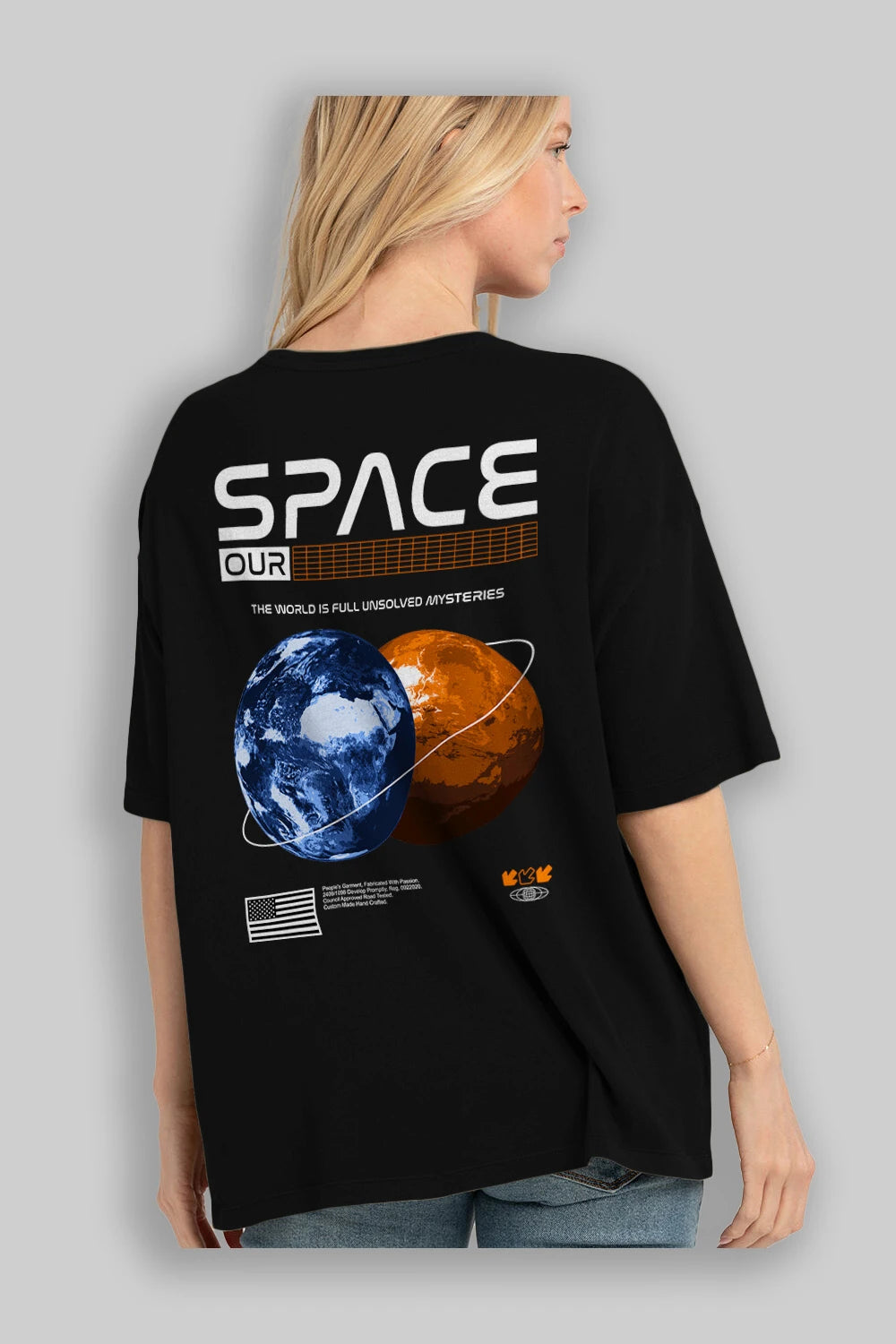 Space Our Arka Baskılı Oversize t-shirt Erkek Kadın Unisex