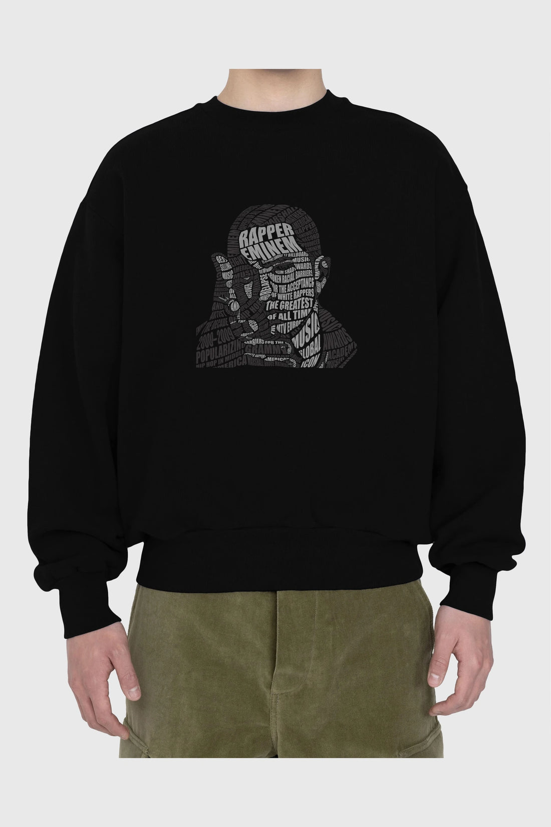 Eminem Calligram Ön Baskılı Oversize Sweatshirt Erkek Kadın Unisex