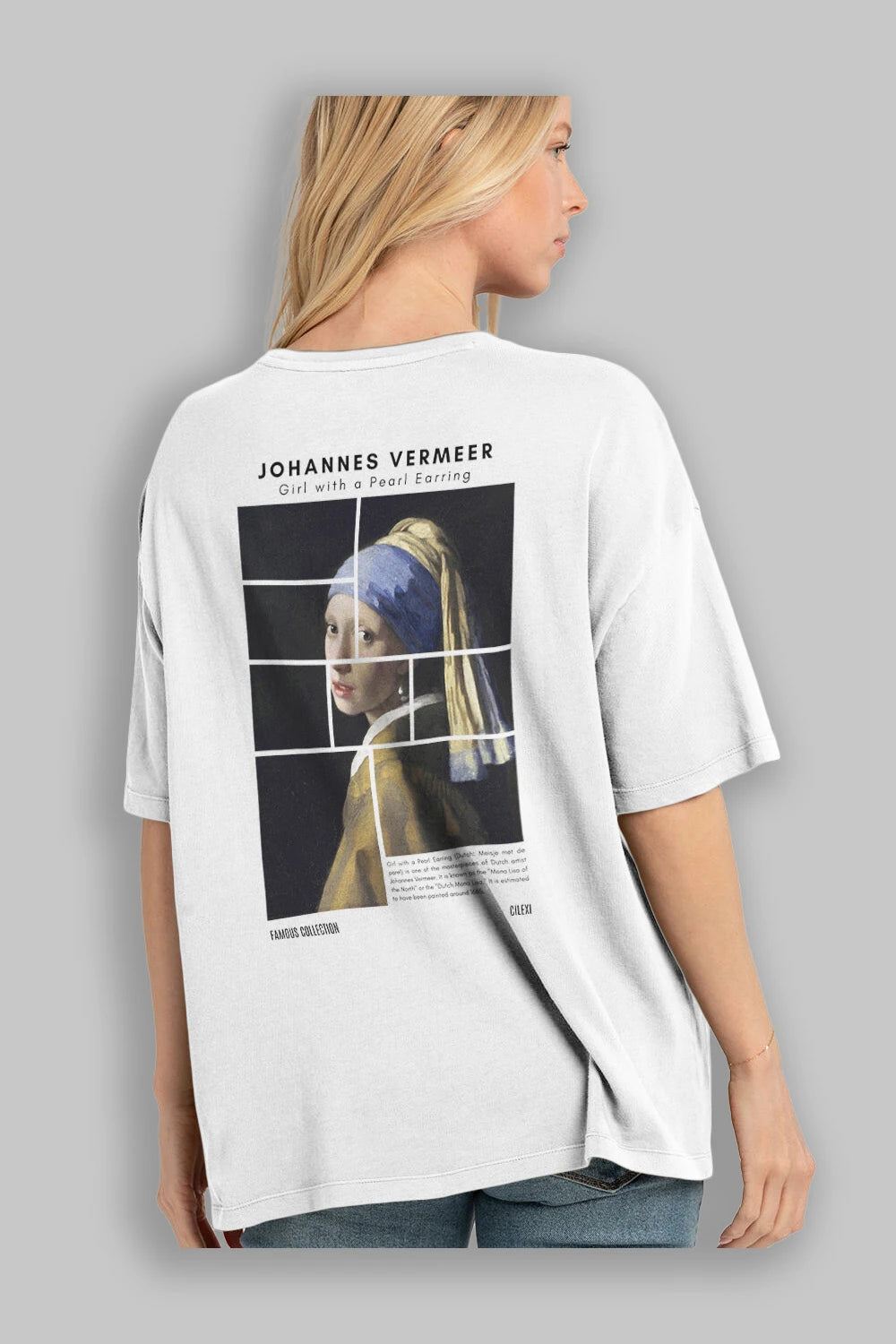 Johannes Vermeer Arka Baskılı Oversize t-shirt Erkek Kadın Bisiklet Yaka Pamuk tişort
