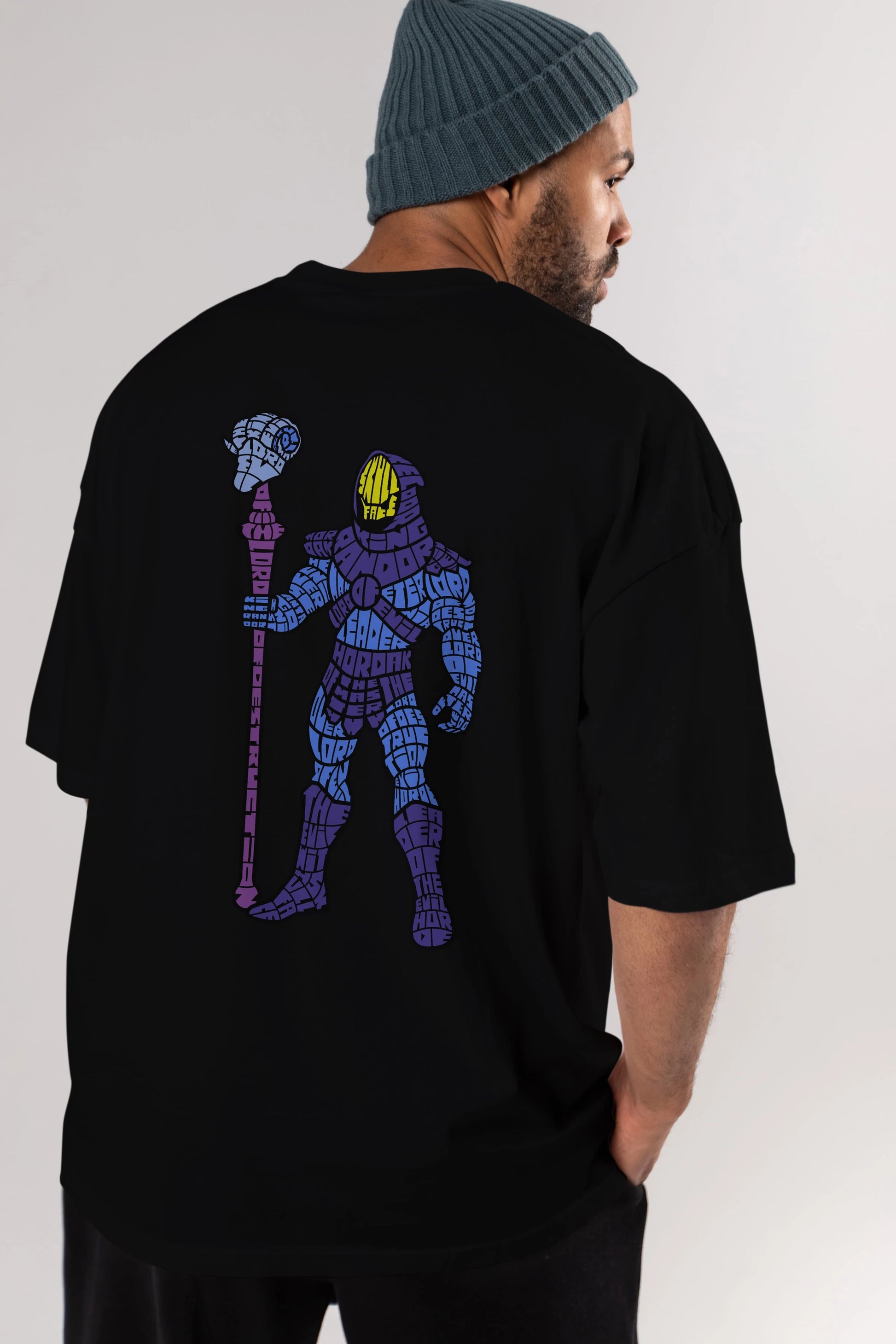 Skull Face Arka Baskılı Oversize t-shirt %100 pamuk Erkek Kadın Unisex
