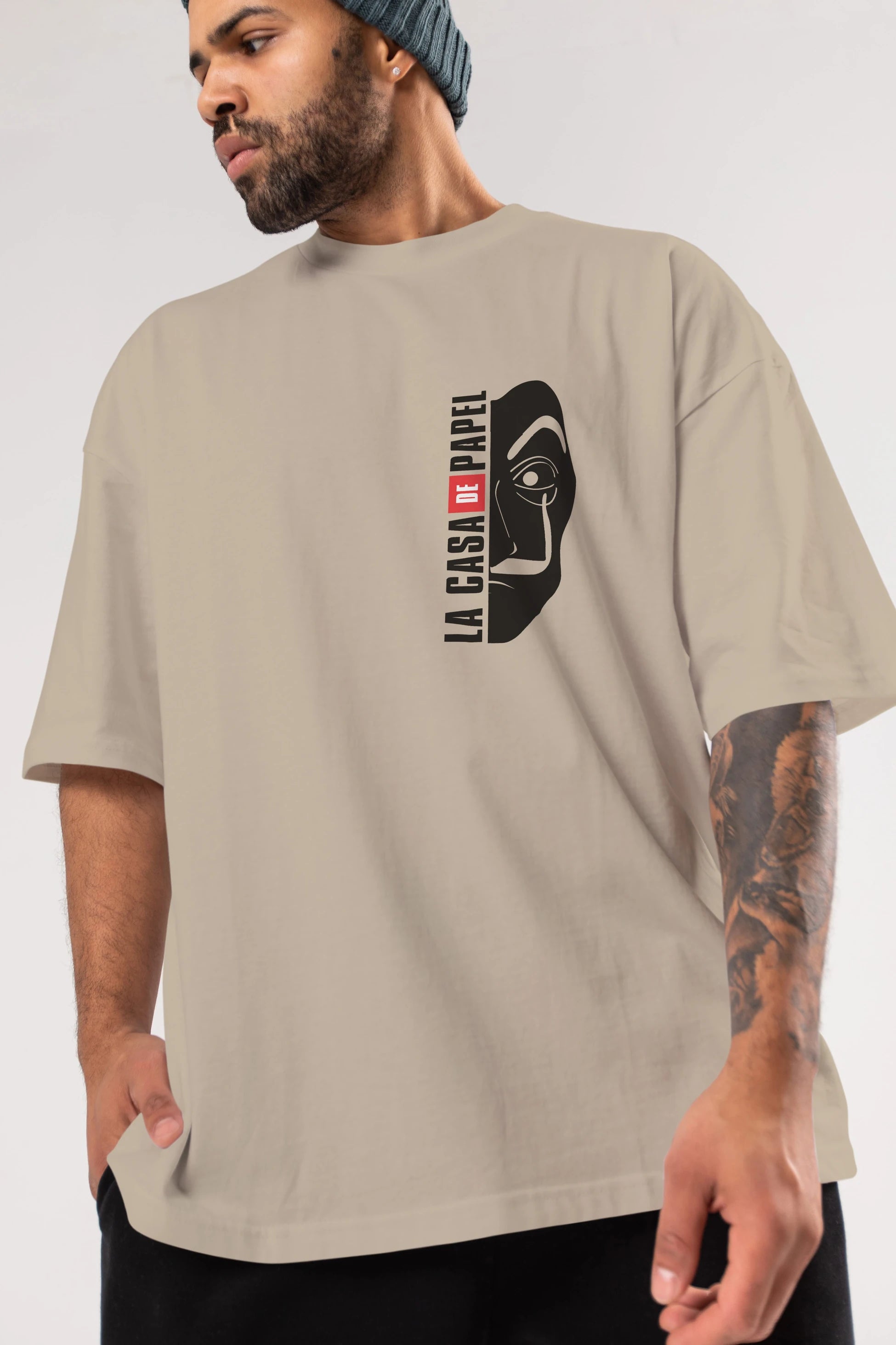 La Casa De Papel (3) Ön Sol Baskılı Oversize t-shirt Erkek Kadın Unisex %100 Pamuk Bisiklet Yaka tişort