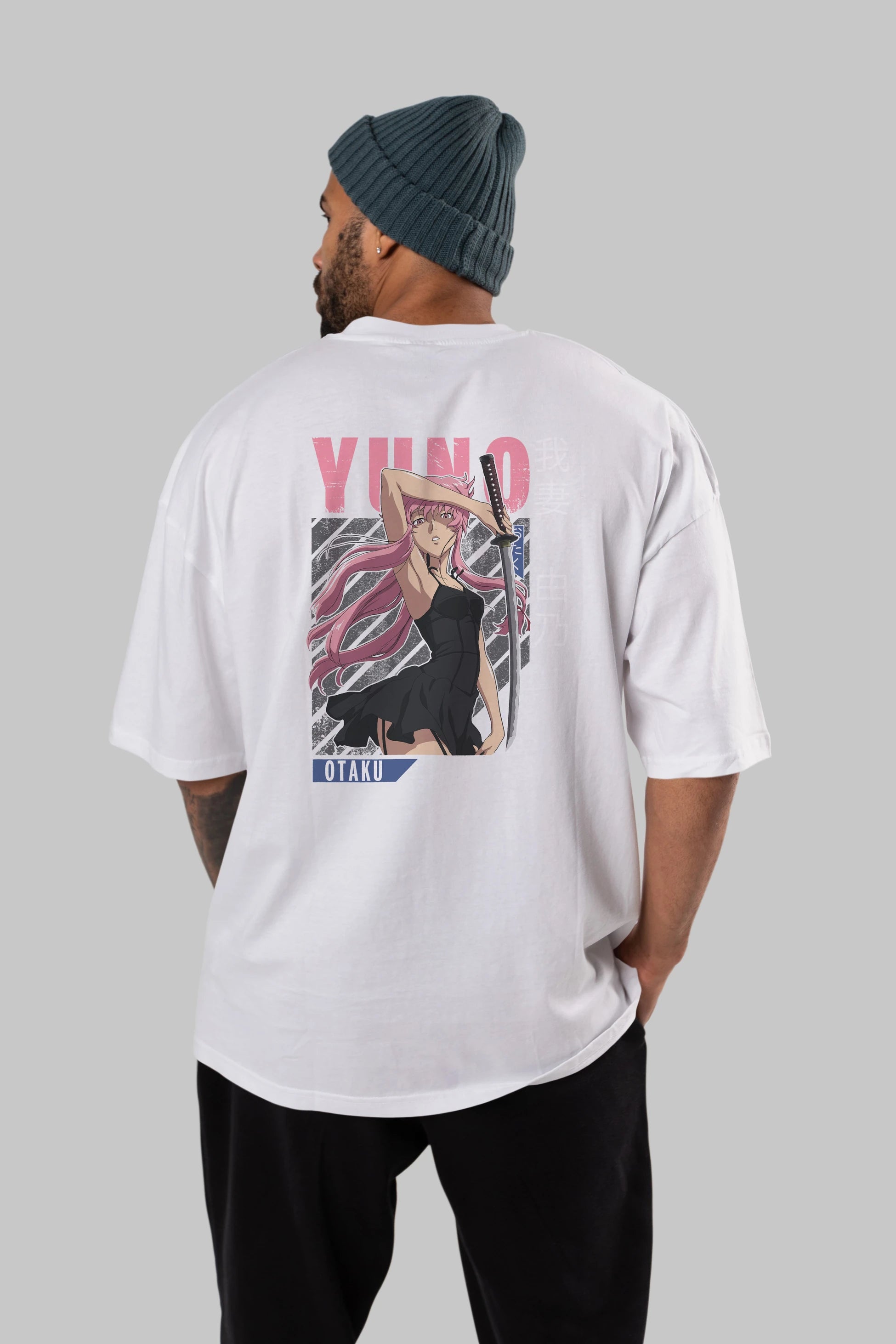 Yuno Gasai 5 Anime Arka Baskılı Oversize t-shirt Erkek Kadın Unisex