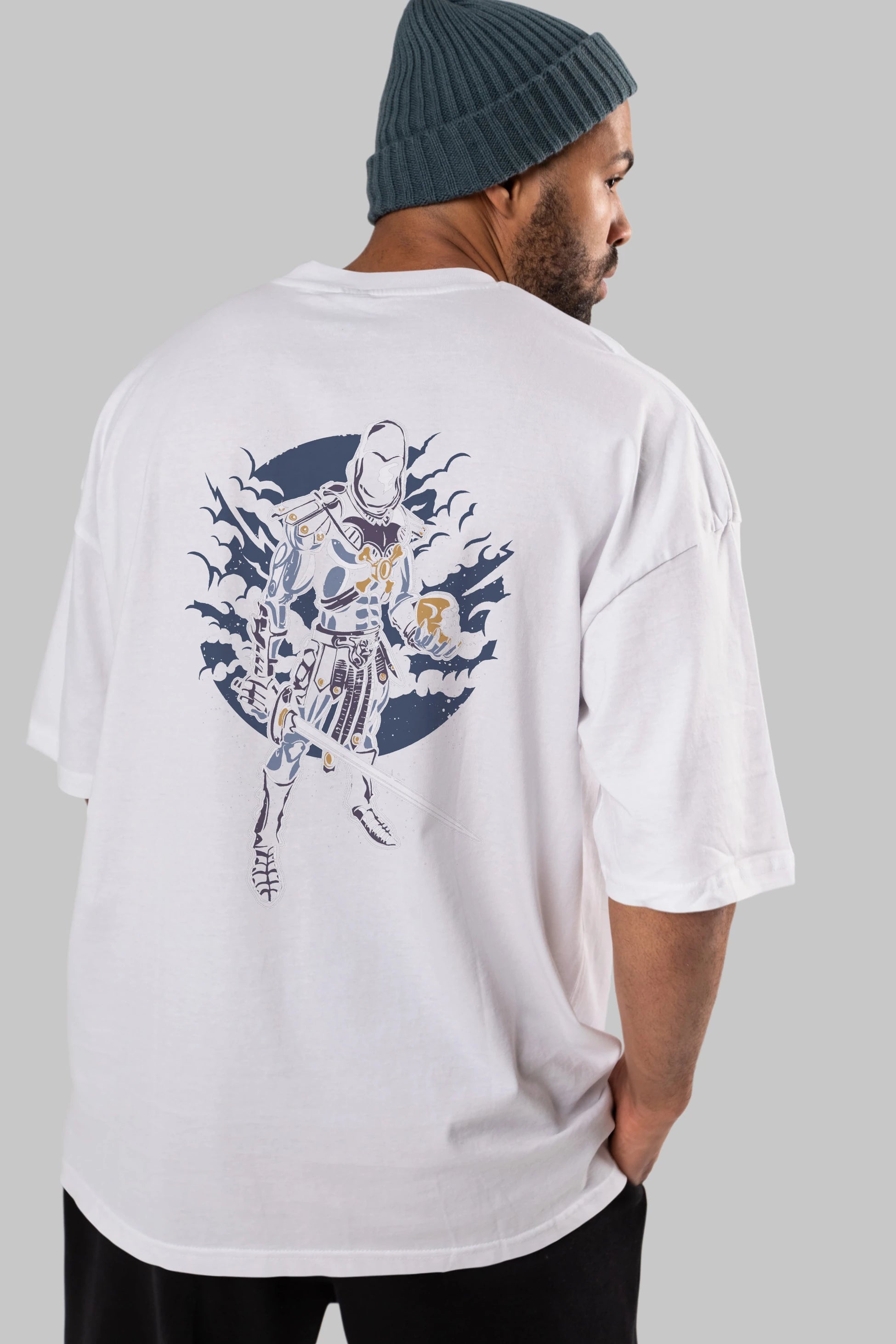 Skeleton King Arka Baskılı Oversize t-shirt Erkek Kadın Unisex %100 Pamuk