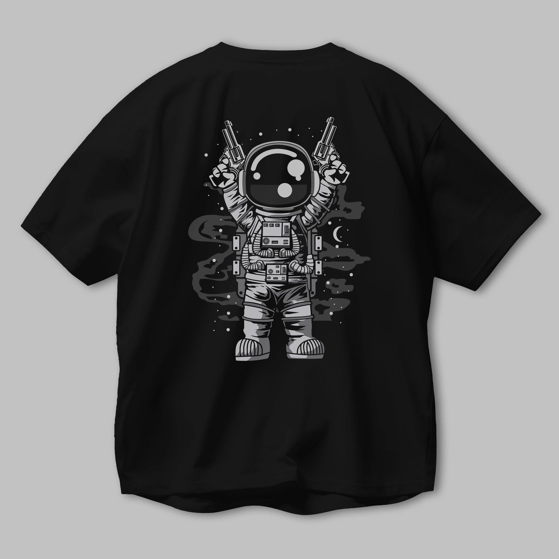 Astronaut Gun Arka Baskılı Oversize t-shirt Erkek Kadın Unisex