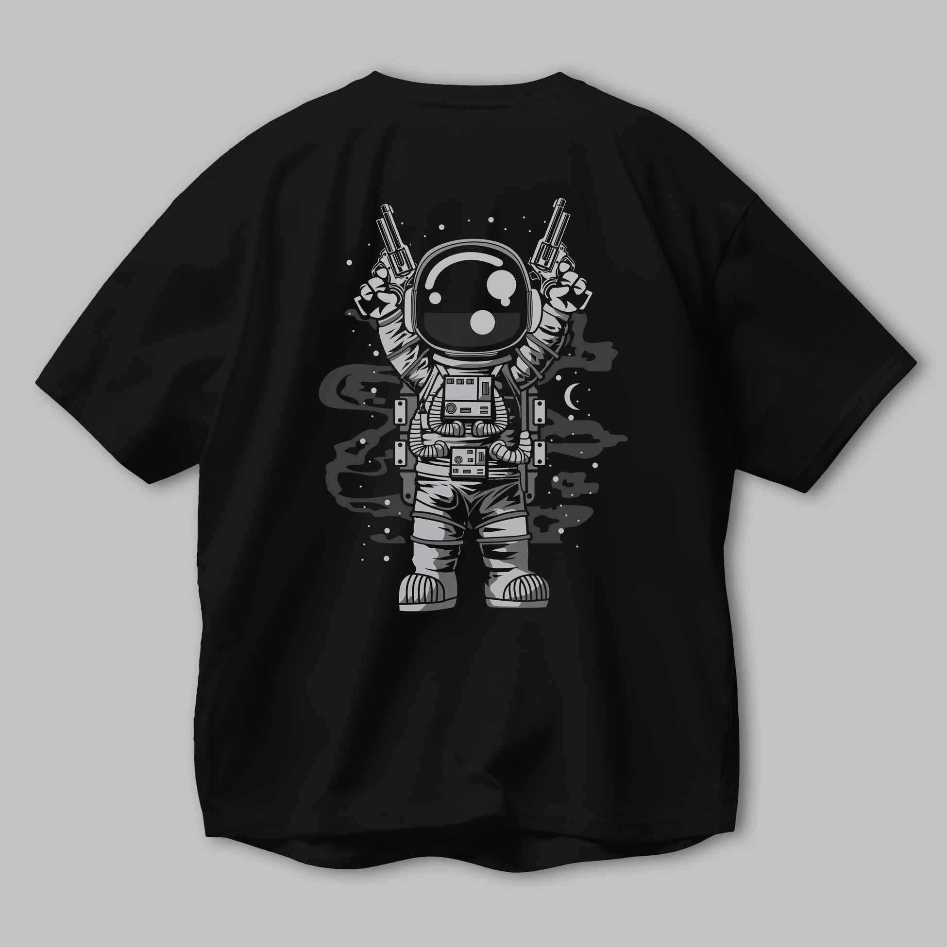 Astronaut Gun Arka Baskılı Oversize t-shirt Erkek Kadın Unisex