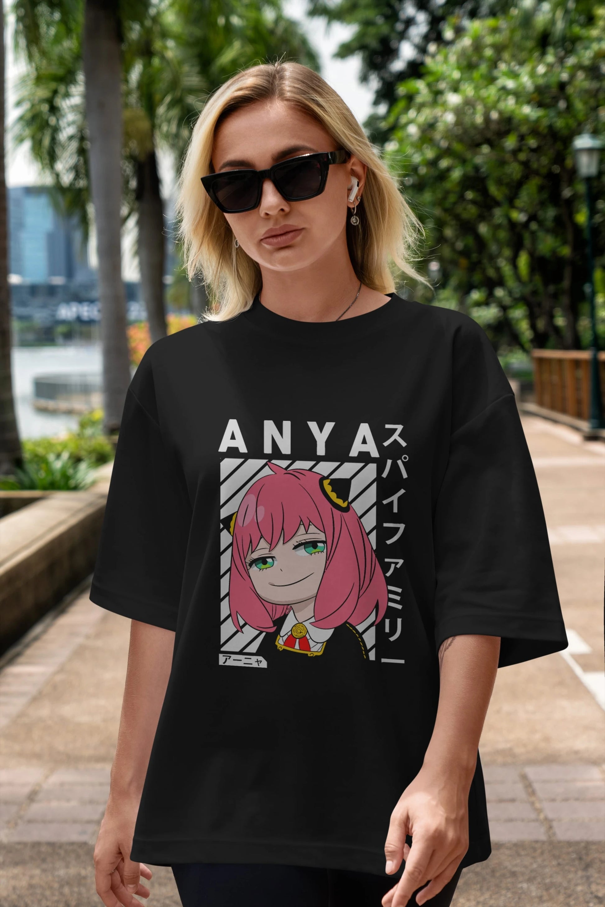 Anya SPYX FAMILY Anime Ön Baskılı Oversize t-shirt %100 pamuk Erkek Kadın Unisex