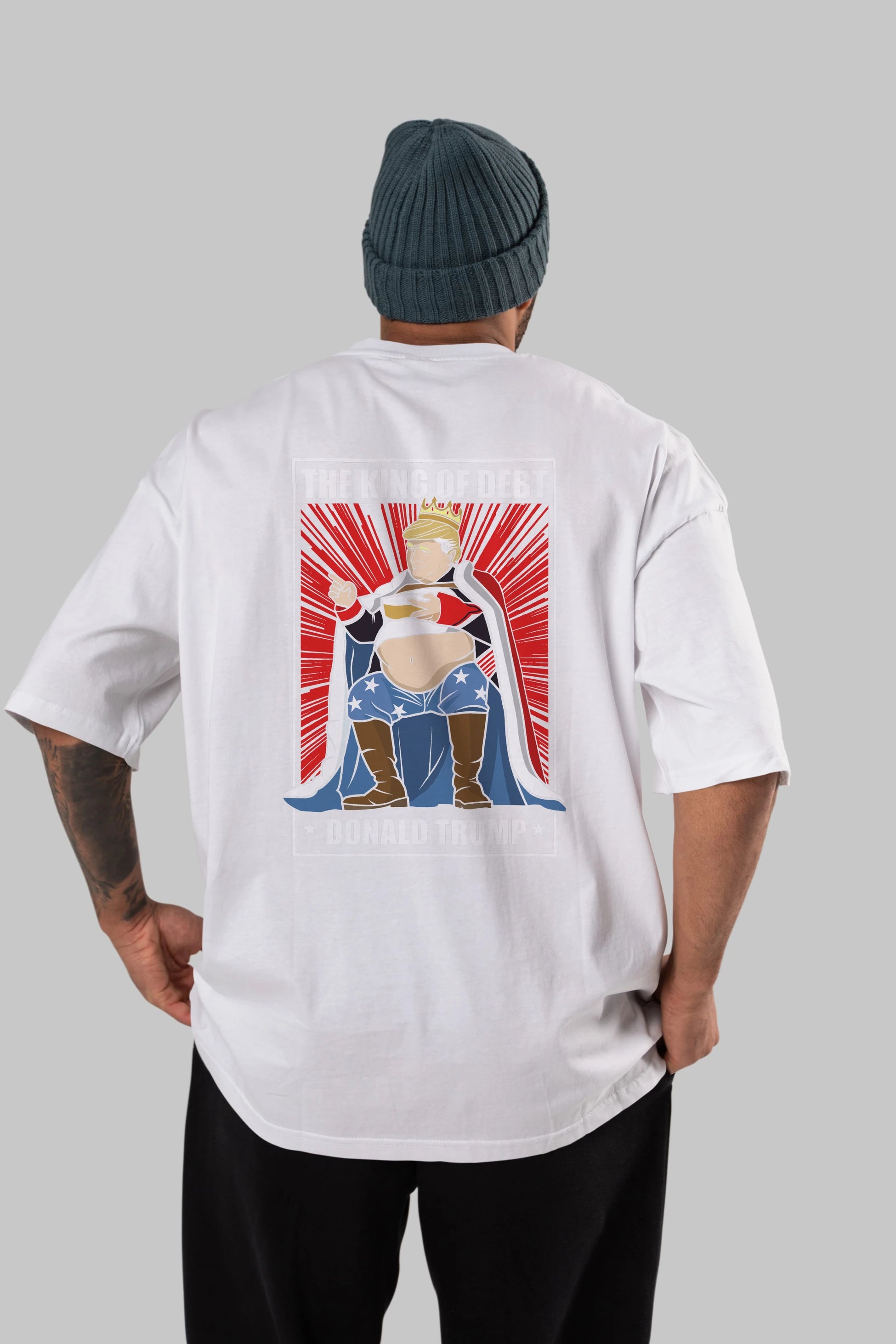 Trump King Arka Baskılı Oversize t-shirt Erkek Kadın Unisex %100 Pamuk tişort