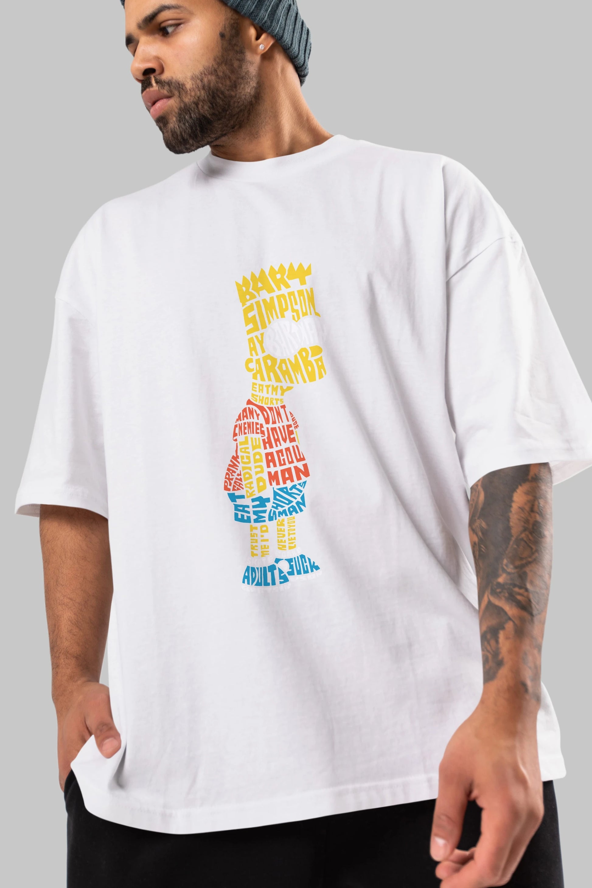 Bart Simpson Ön Baskılı Oversize t-shirt %100 pamuk Erkek Kadın Unisex