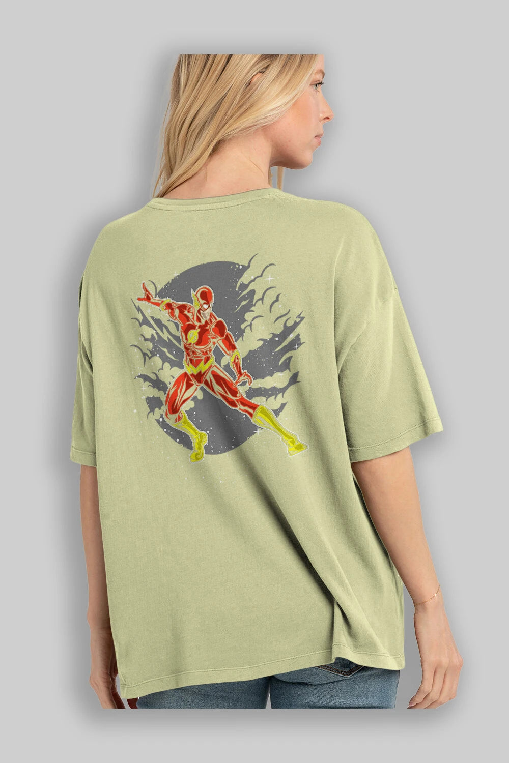The Flash Arka Baskılı Oversize t-shirt Erkek Kadın Unisex %100 Pamuk