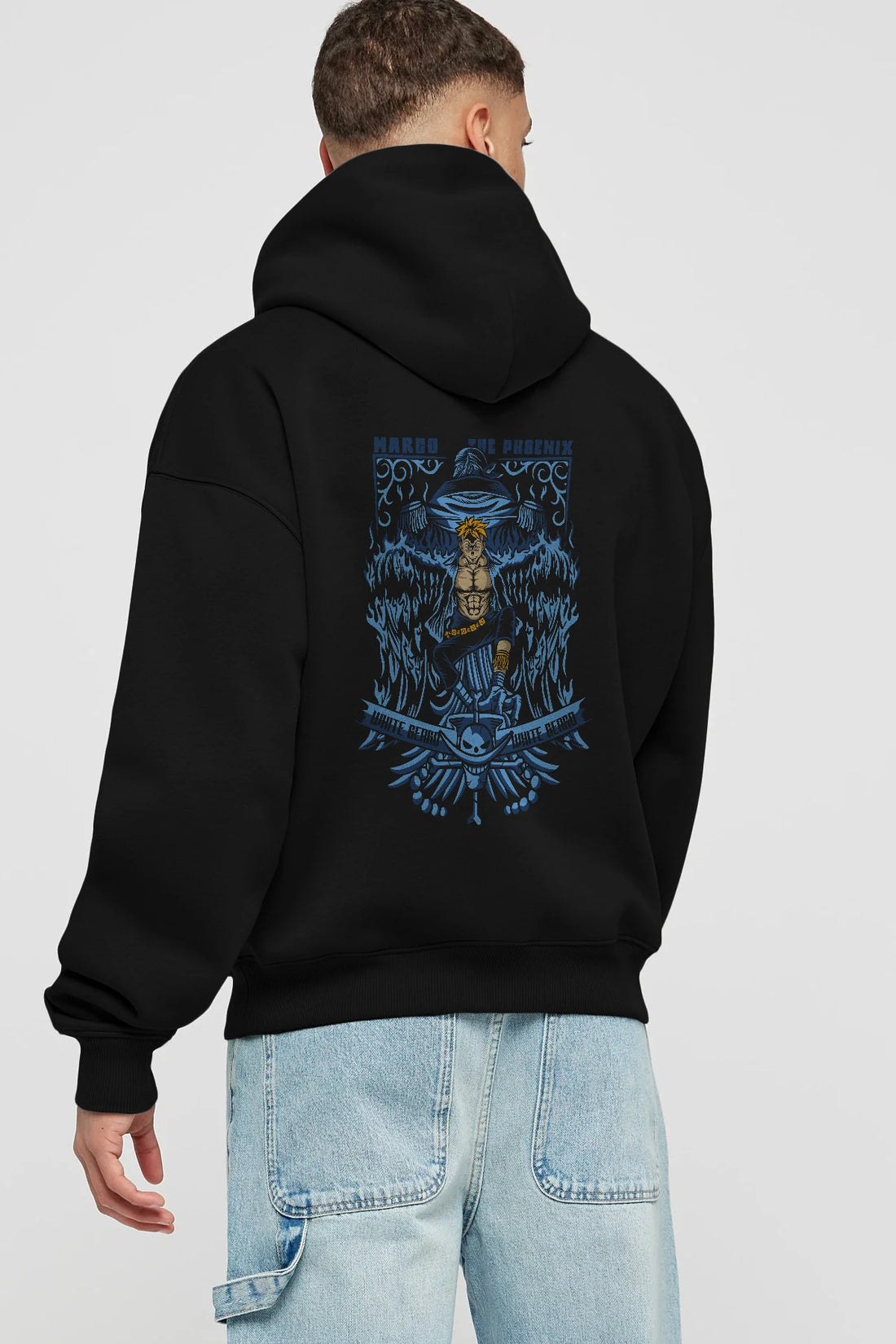 Marco the Phoenix Anime Arka Baskılı Hoodie Oversize Kapüşonlu Sweatshirt Erkek Kadın Unisex