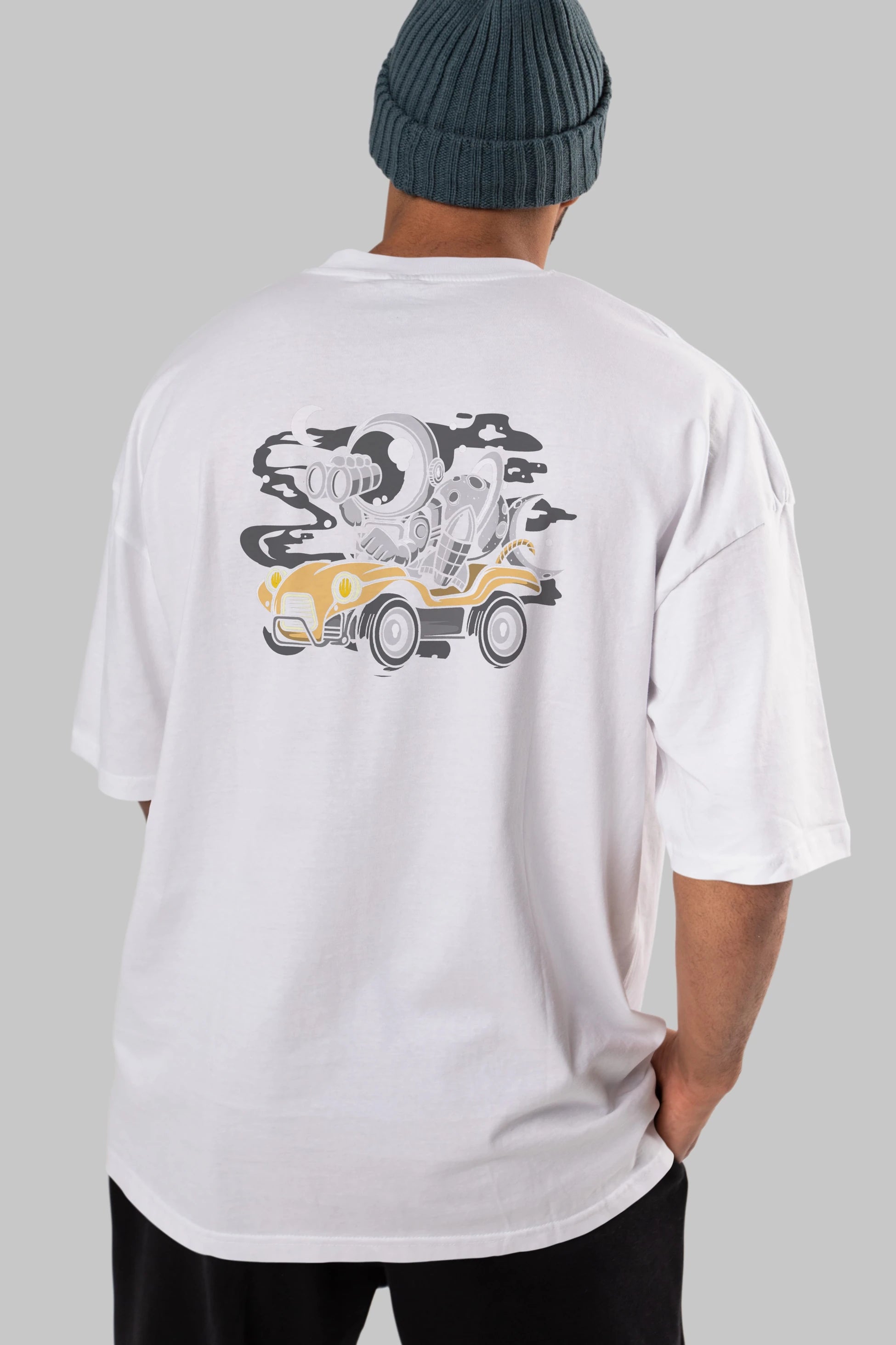 Astronaut Adventure Arka Baskılı Oversize t-shirt Erkek Kadın Unisex