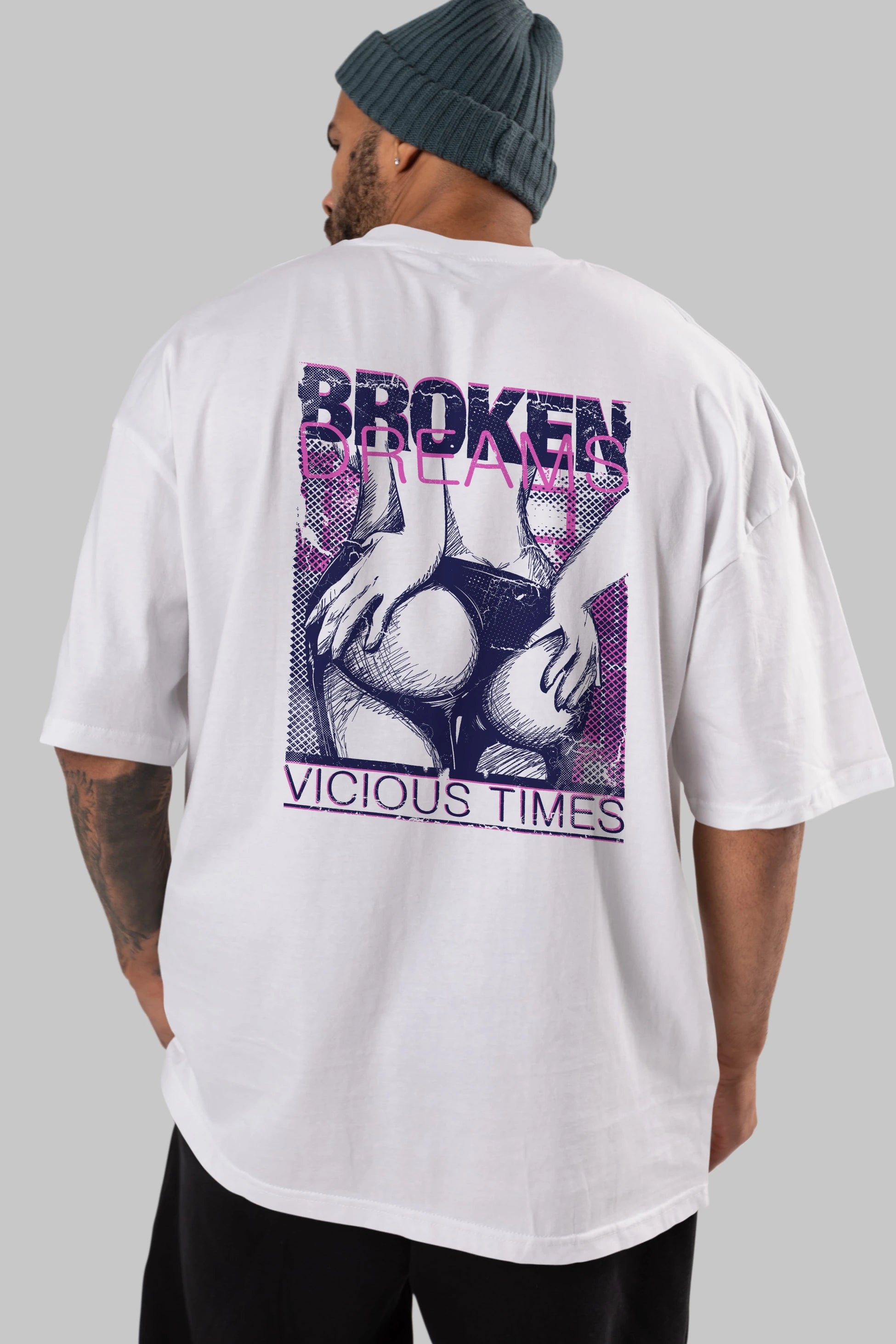 Broken Dreams Arka Baskılı Oversize t-shirt Erkek Kadın Unisex