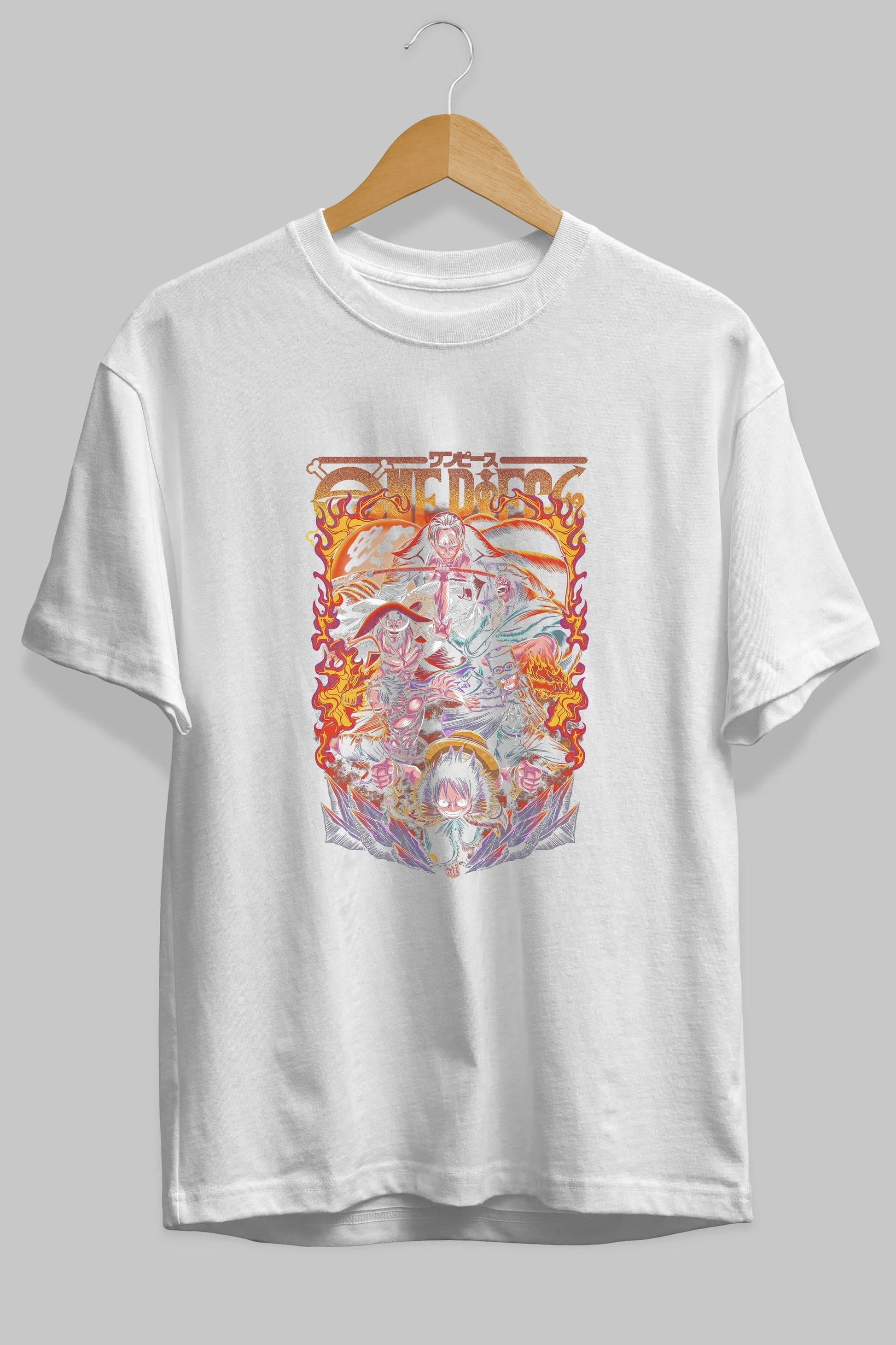 ONE PIECE (3) Anime Ön Baskılı Oversize t-shirt %100 pamuk Erkek Kadın Unisex