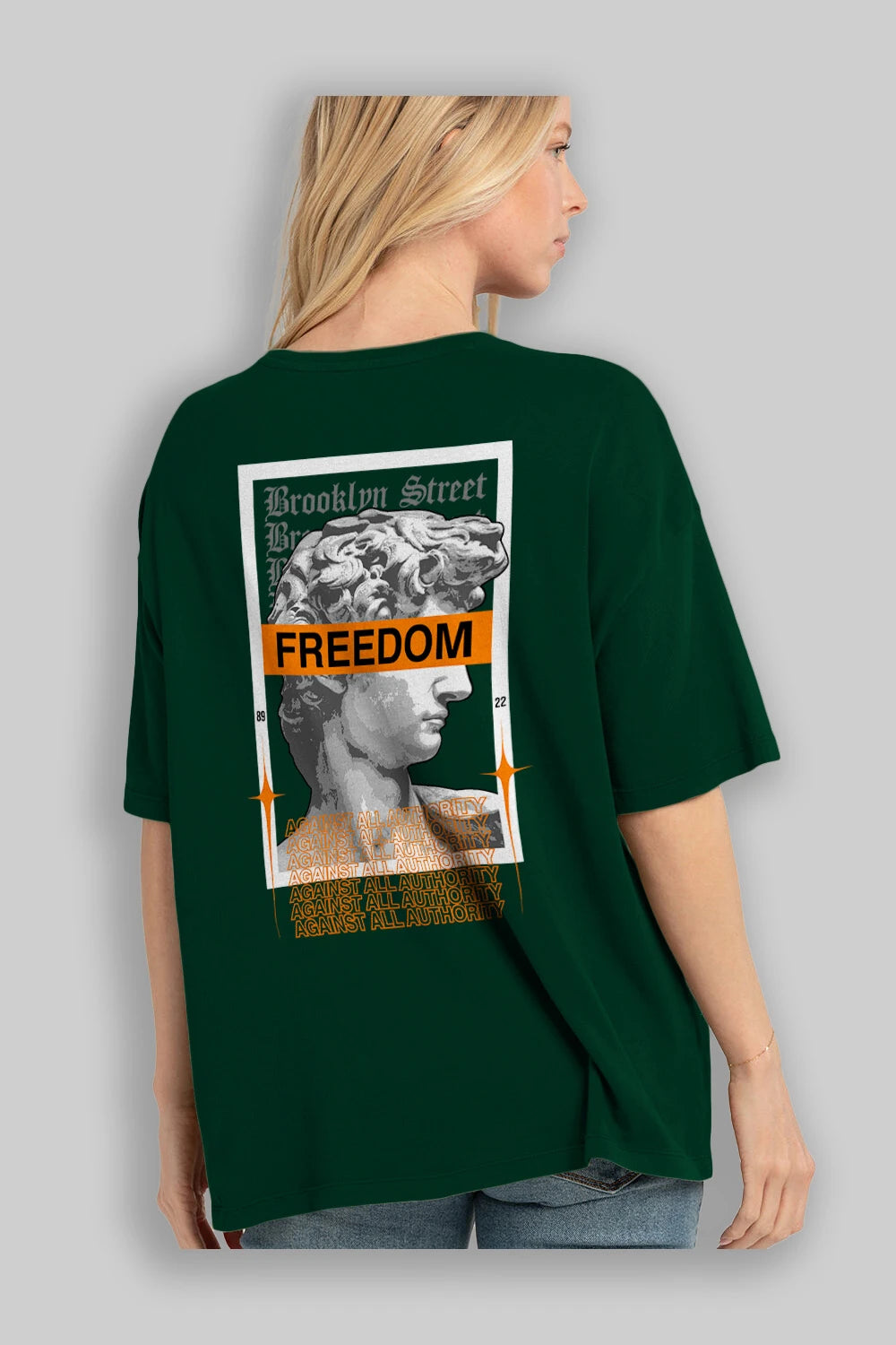 Brooklyn Street Arka Baskılı Oversize t-shirt Erkek Kadın Unisex