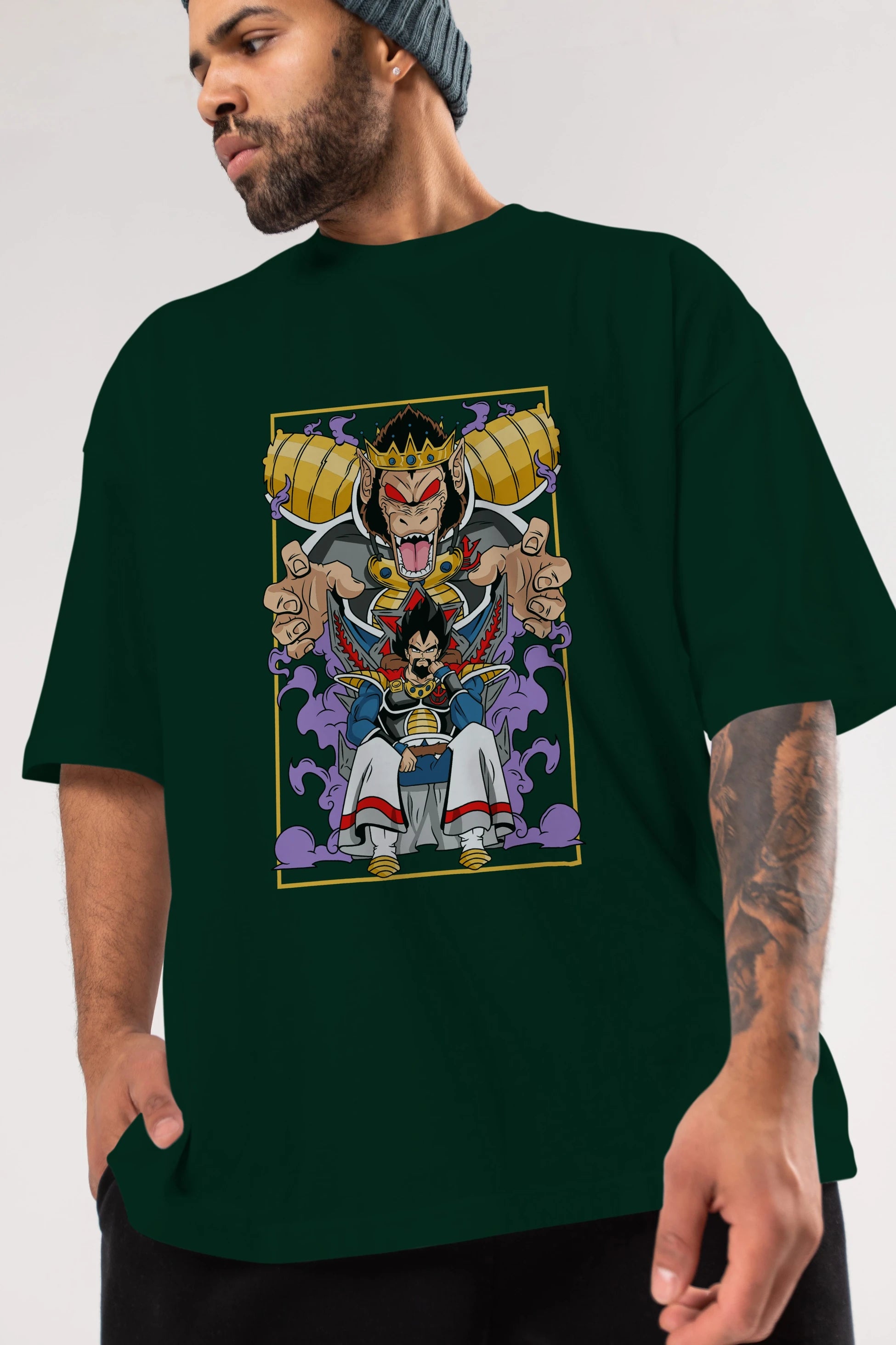 DragonBall ReyVegeta Anime Ön Baskılı Oversize t-shirt %100 pamuk Erkek Kadın Unisex