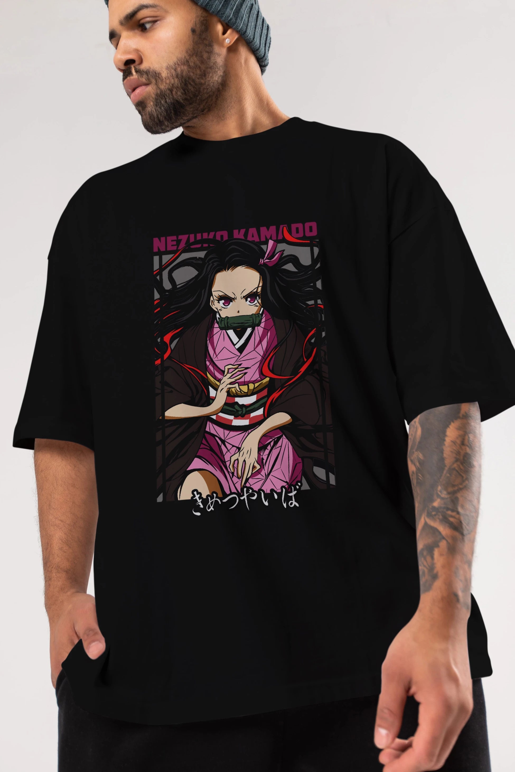 Nezuko Kamado 1 Anime Ön Baskılı Oversize t-shirt %100 pamuk Erkek Kadın Unisex