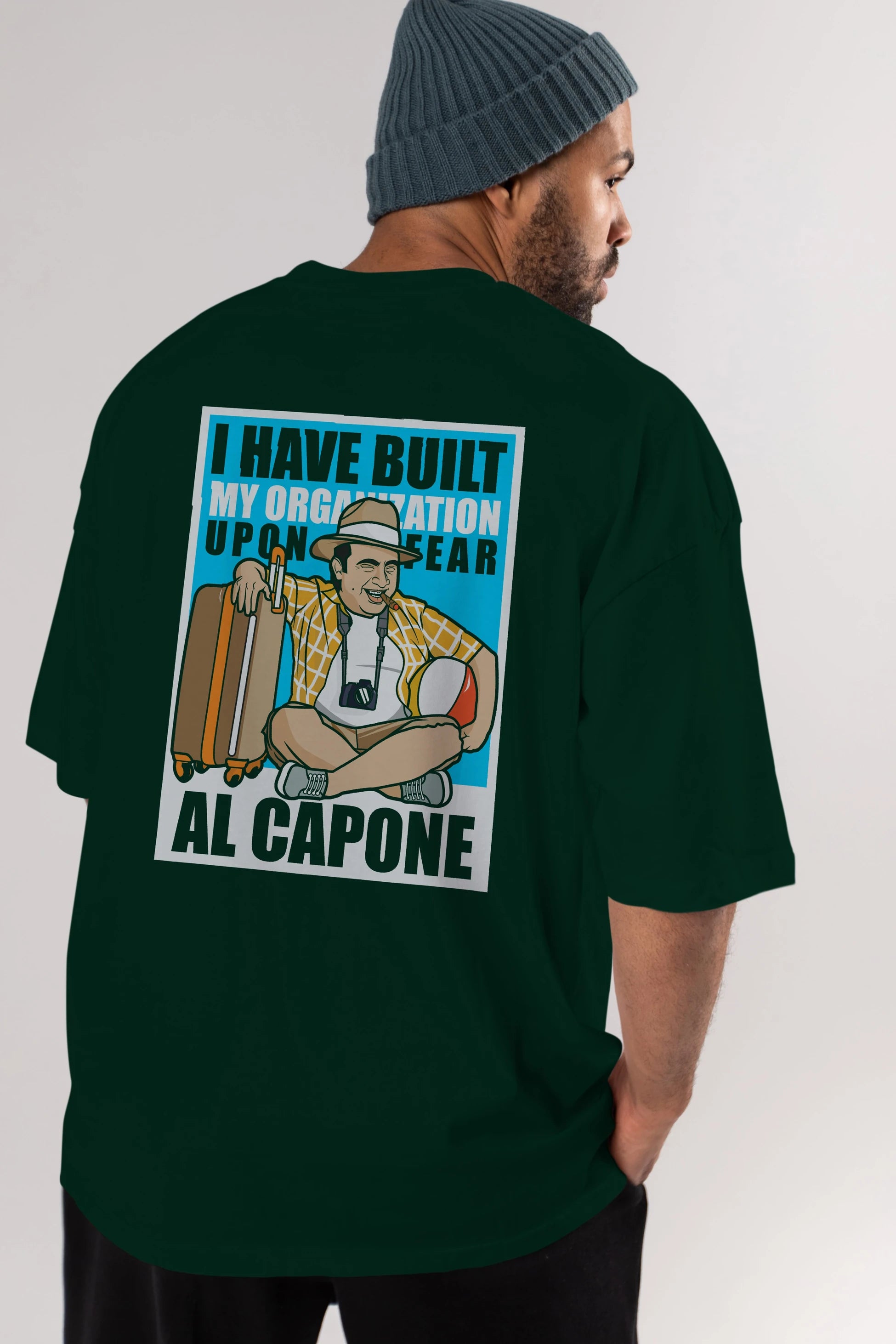 Al Capone Holiday Arka Baskılı Oversize t-shirt Erkek Kadın Unisex %100 Pamuk tişort