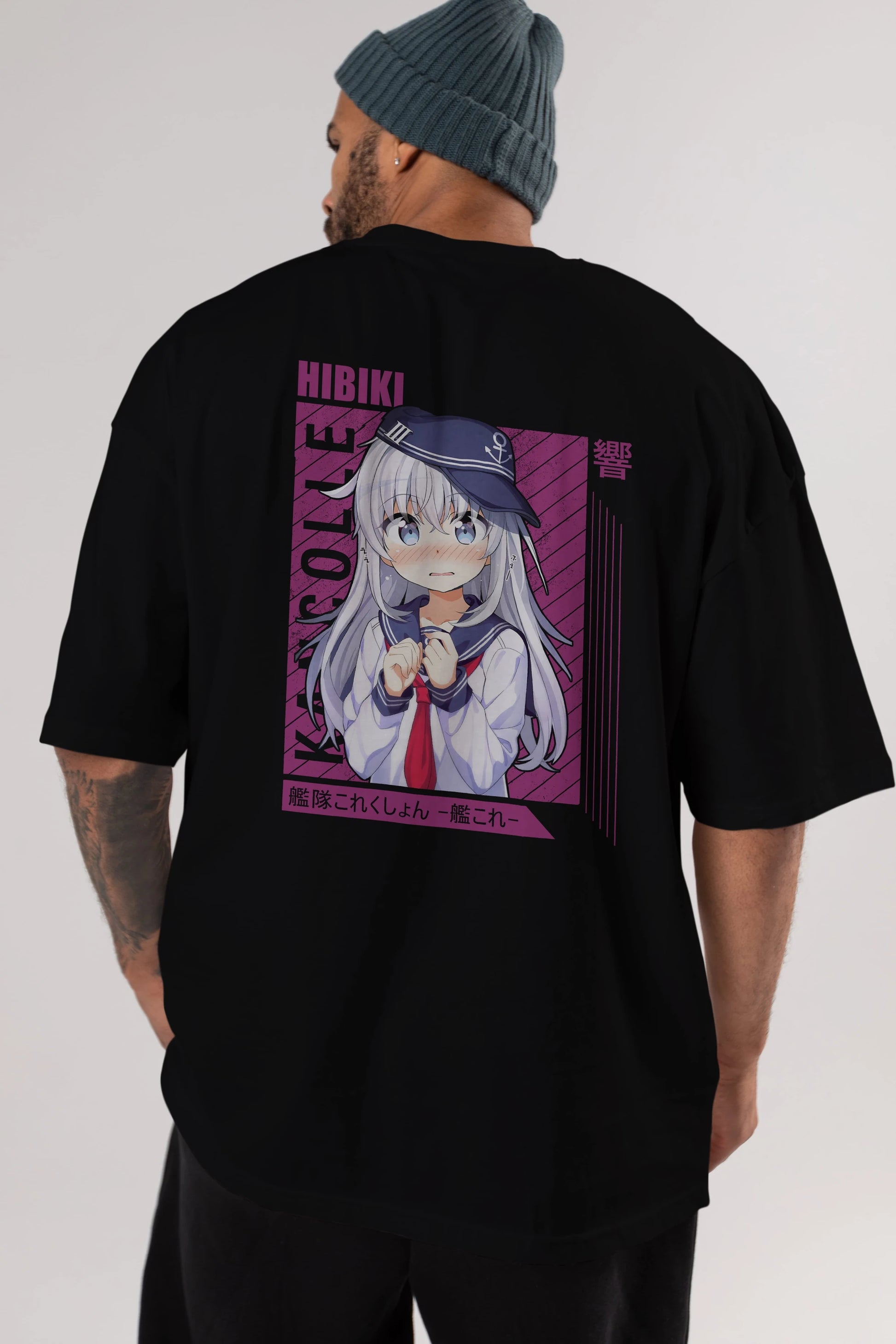 Hibiki 4 Anime Arka Baskılı Oversize t-shirt Erkek Kadın Unisex
