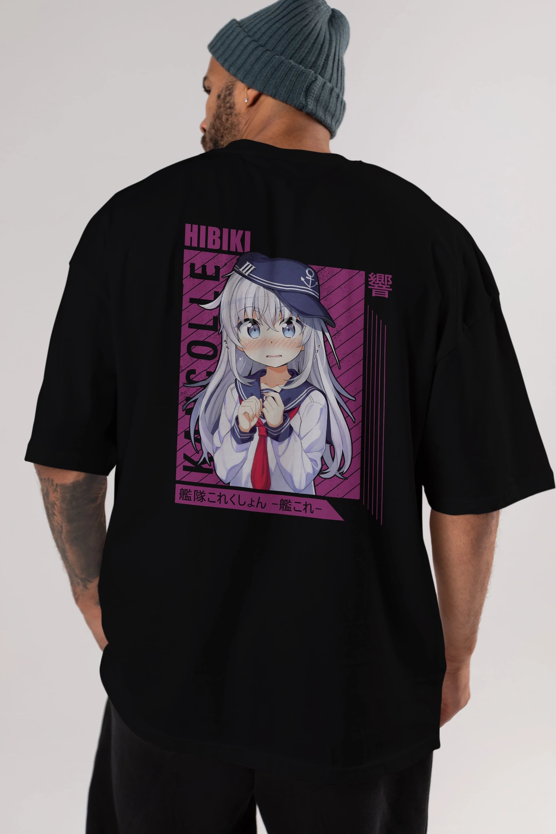 Hibiki 4 Anime Arka Baskılı Oversize t-shirt Erkek Kadın Unisex