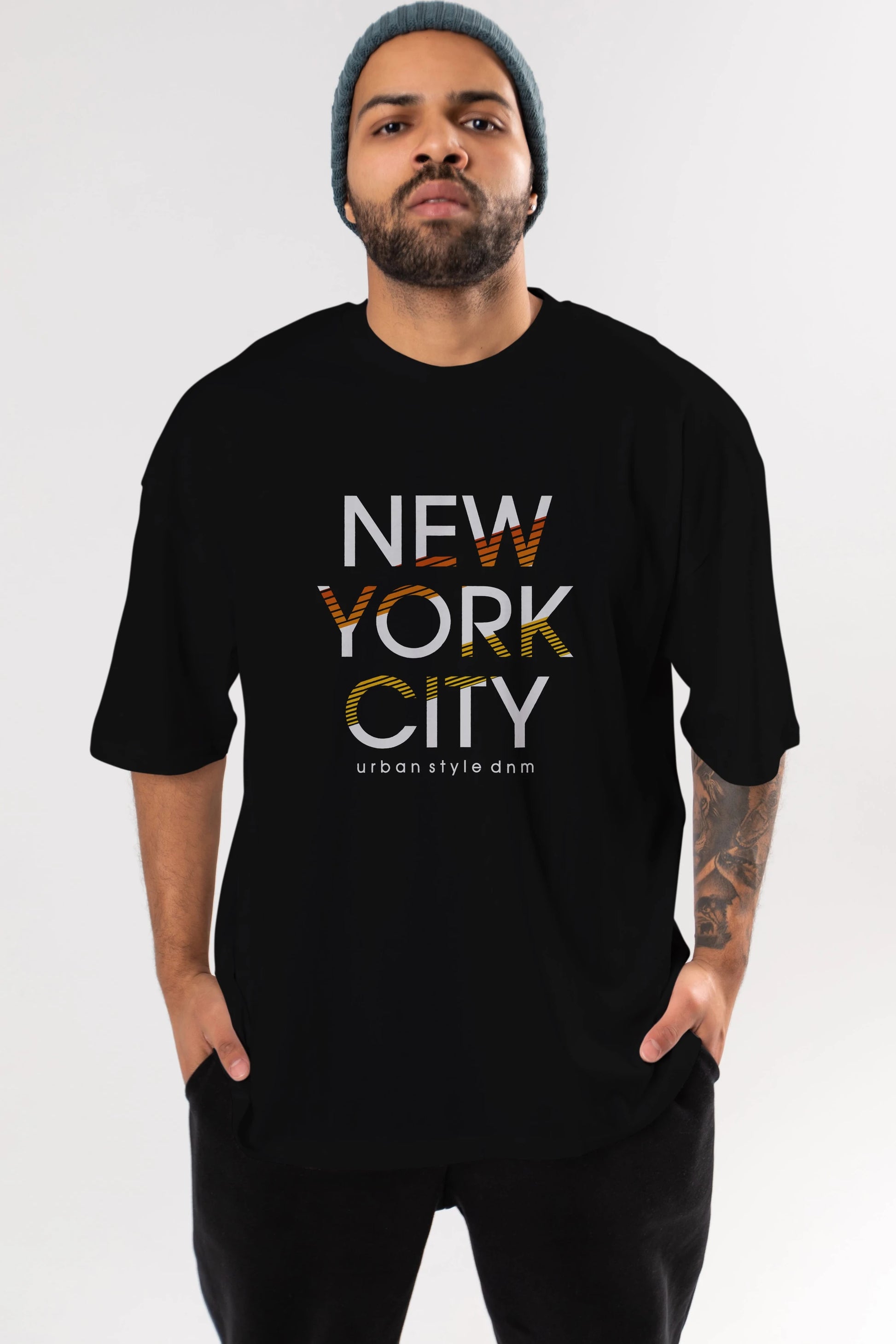 New York City Style Ön Baskılı Oversize t-shirt Erkek Kadın Unisex