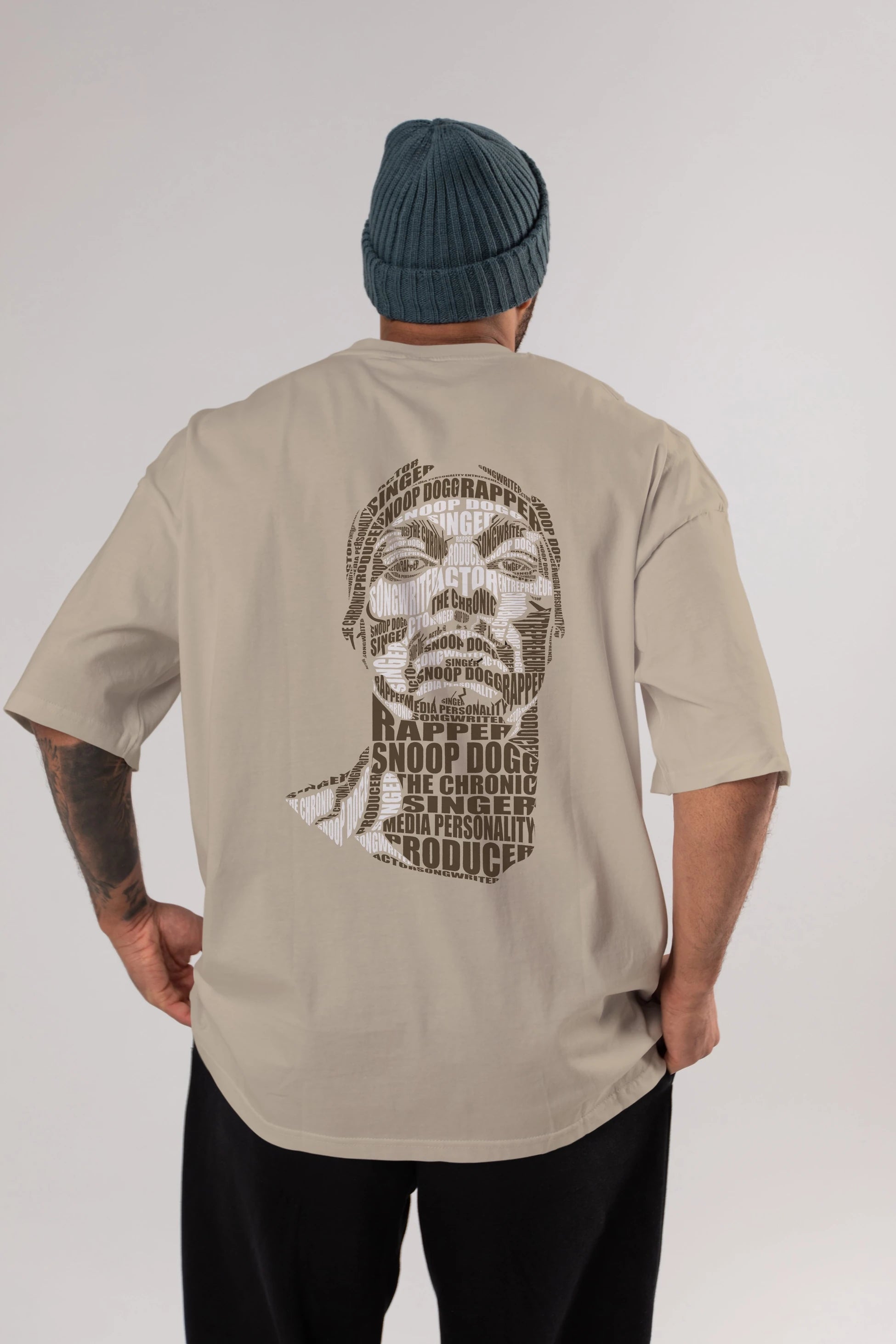 Snoop Dogg Calligram Arka Baskılı Oversize t-shirt %100 pamuk Erkek Kadın Unisex