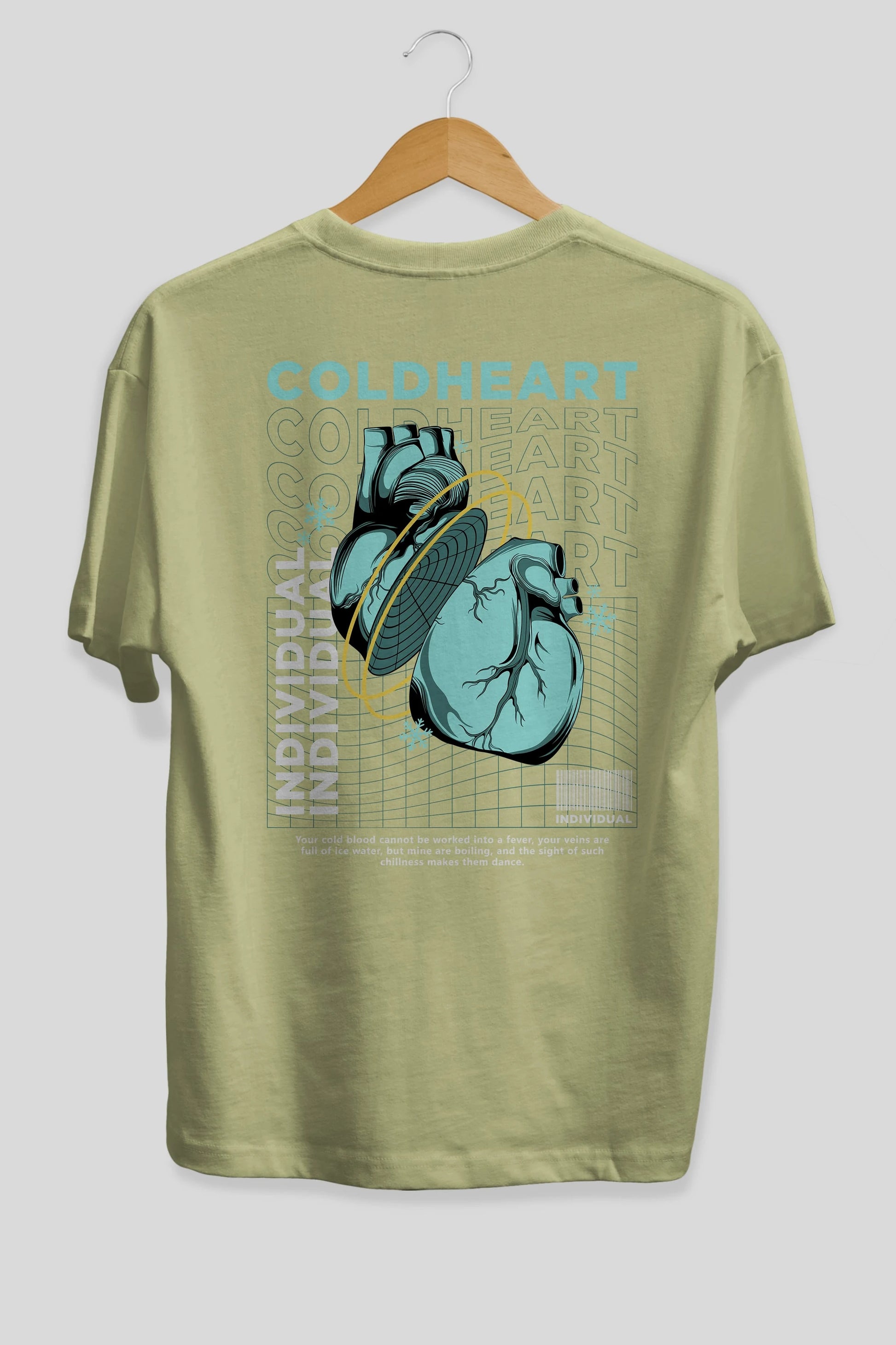 Cold Heart Arka Baskılı Oversize t-shirt Erkek Kadın Unisex