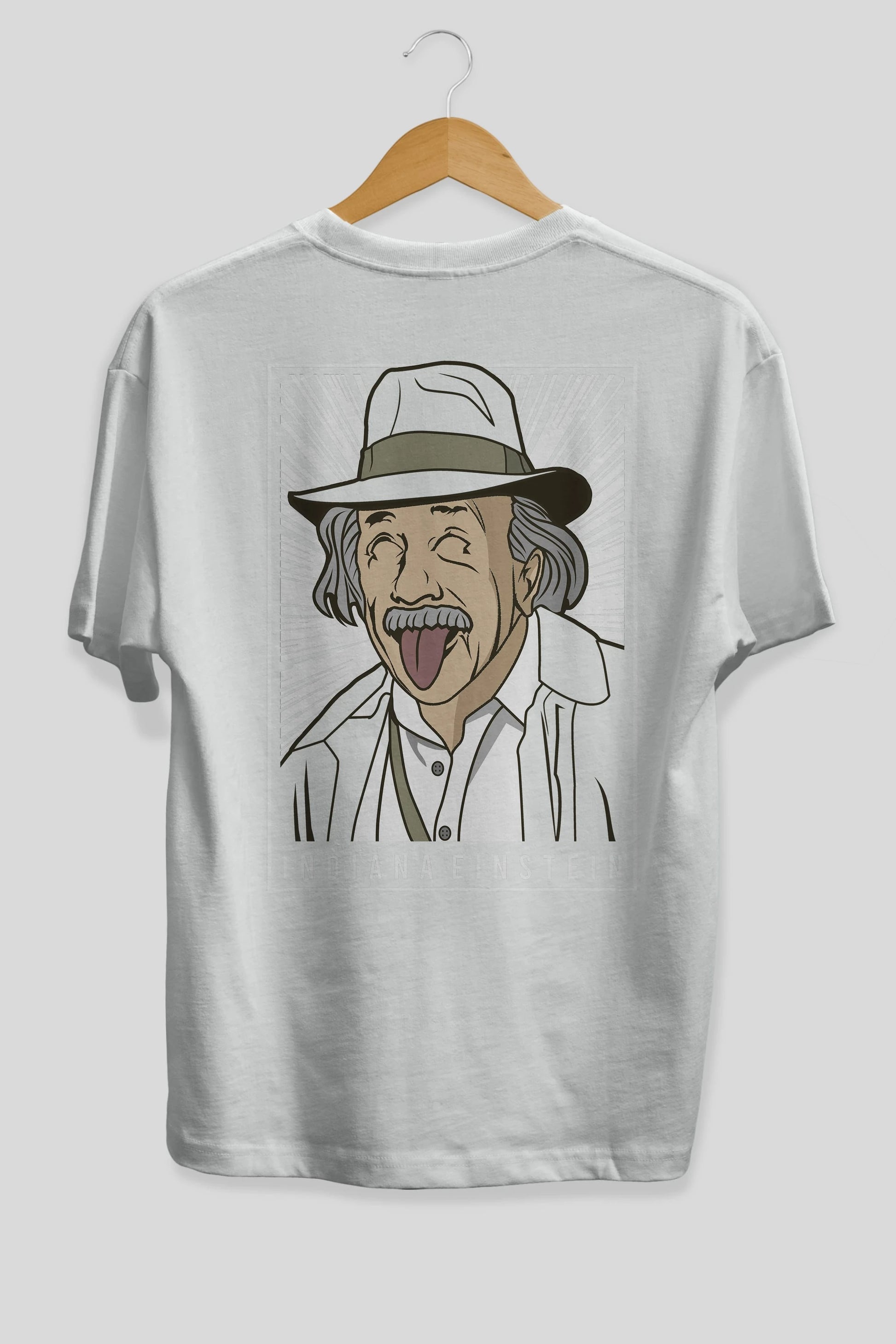 Indiana Jones Einstein Arka Baskılı Oversize t-shirt Erkek Kadın Unisex %100 Pamuk tişort