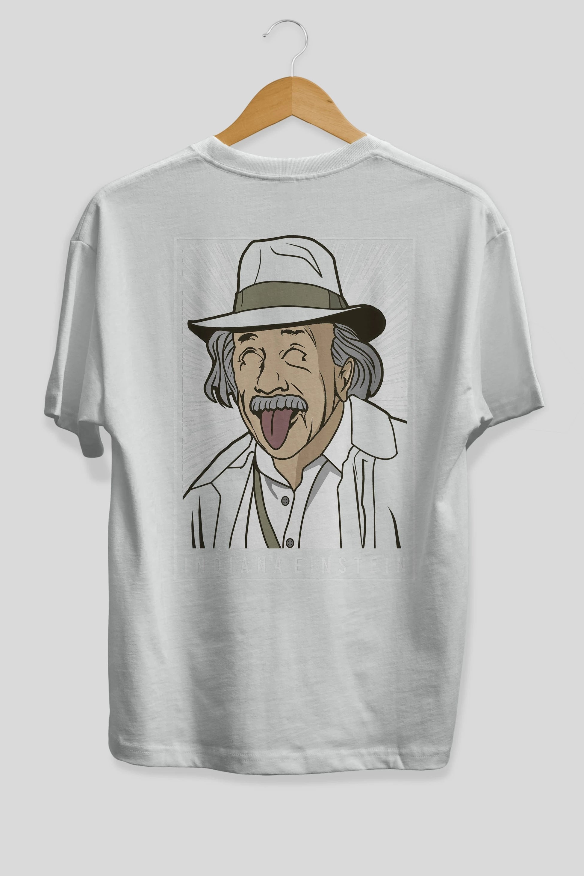 Indiana Jones Einstein Arka Baskılı Oversize t-shirt Erkek Kadın Unisex %100 Pamuk tişort