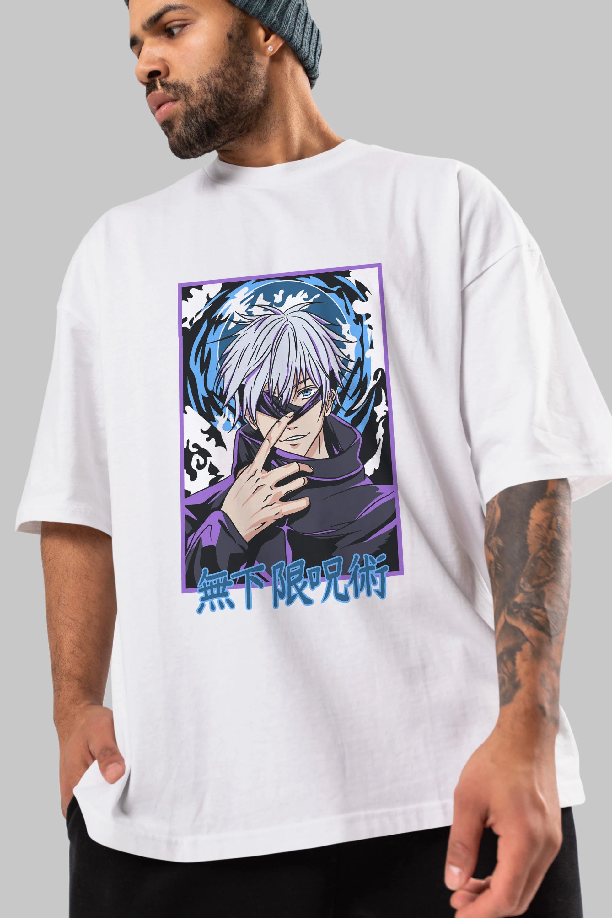 SATORU GOJO 3 Anime Ön Baskılı Oversize t-shirt %100 pamuk Erkek Kadın Unisex