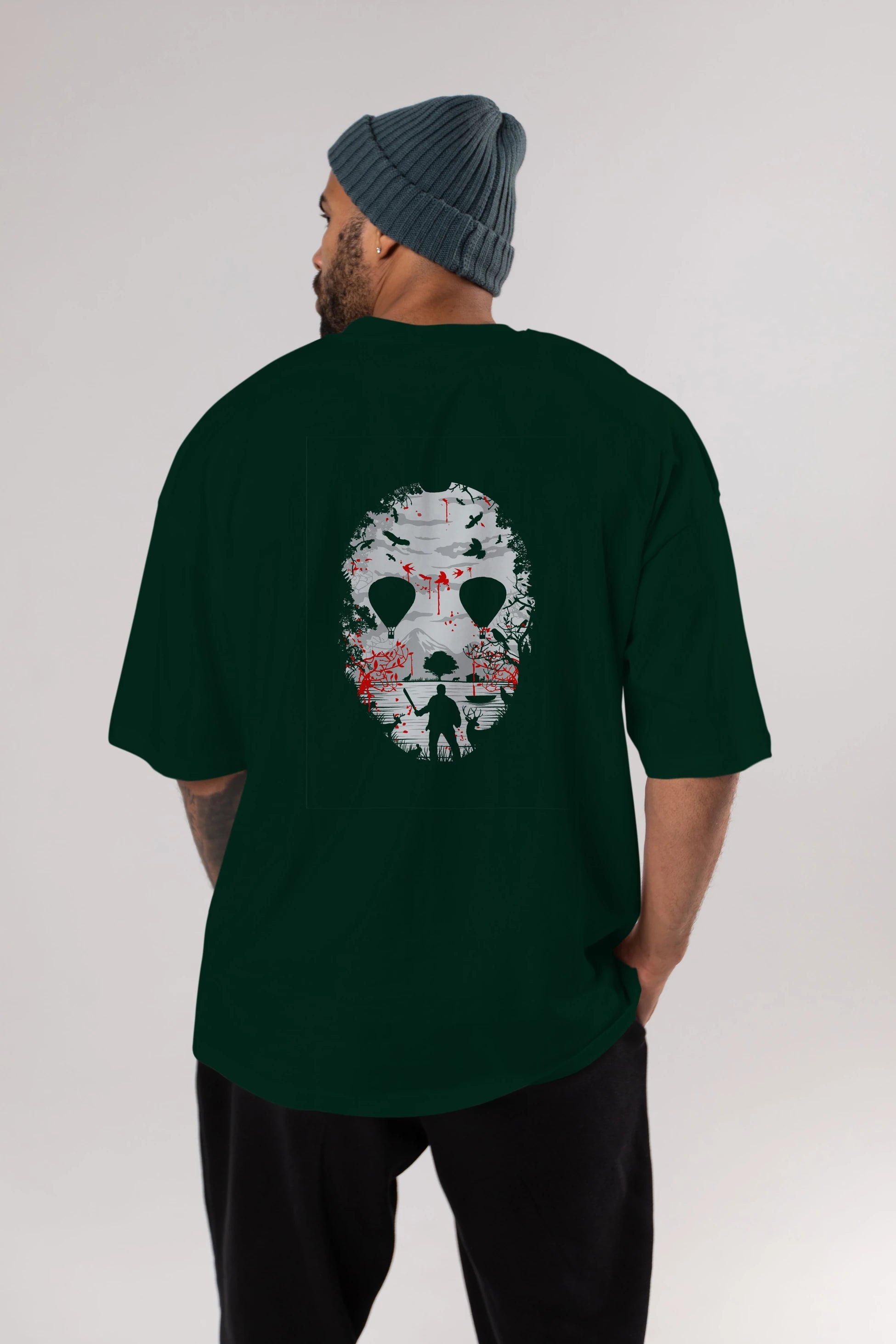 Crystal Lake Arka Baskılı Oversize t-shirt %100 pamuk Erkek Kadın Unisex