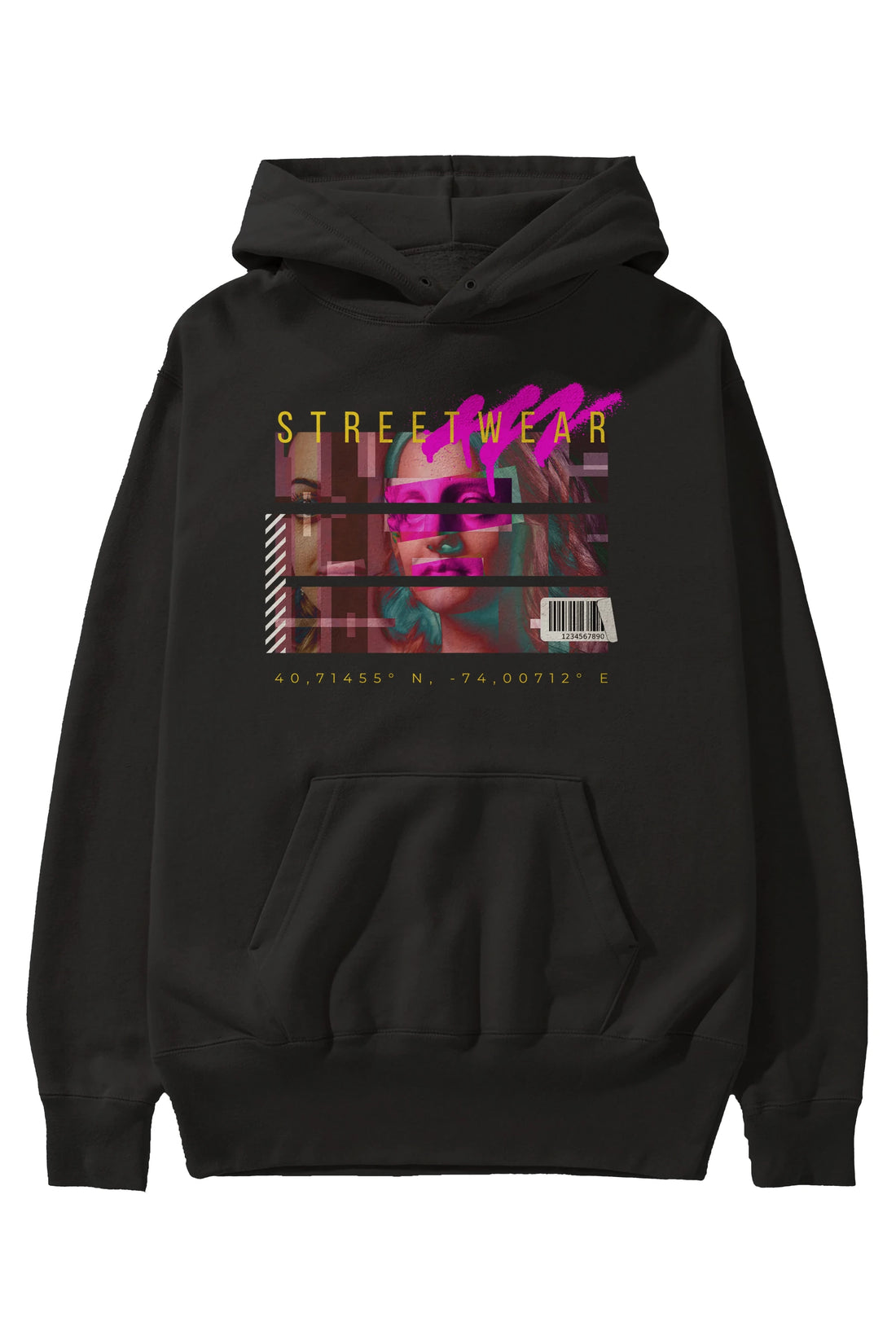 Futuristic Streetwear 2 Ön Baskılı Oversize Hoodie Kapüşonlu Sweatshirt Erkek Kadın Unisex