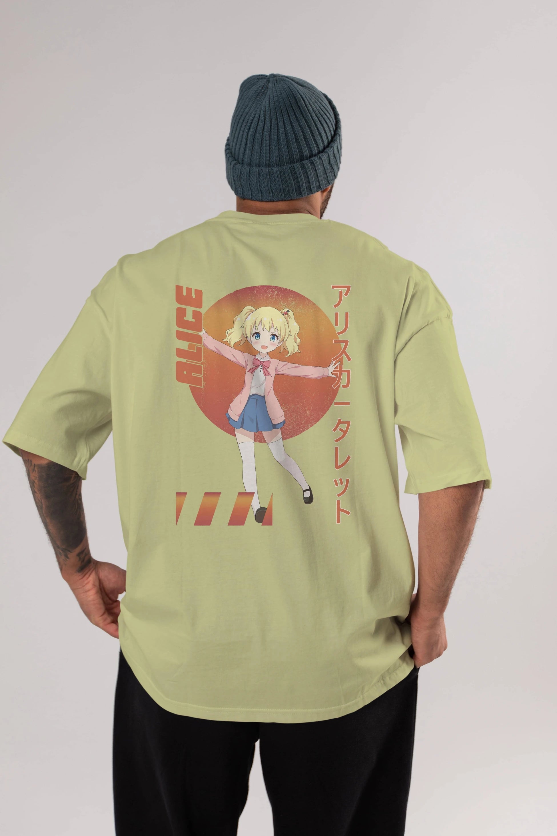 Alice Cartelet 15 Anime Arka Baskılı Oversize t-shirt Erkek Kadın Unisex
